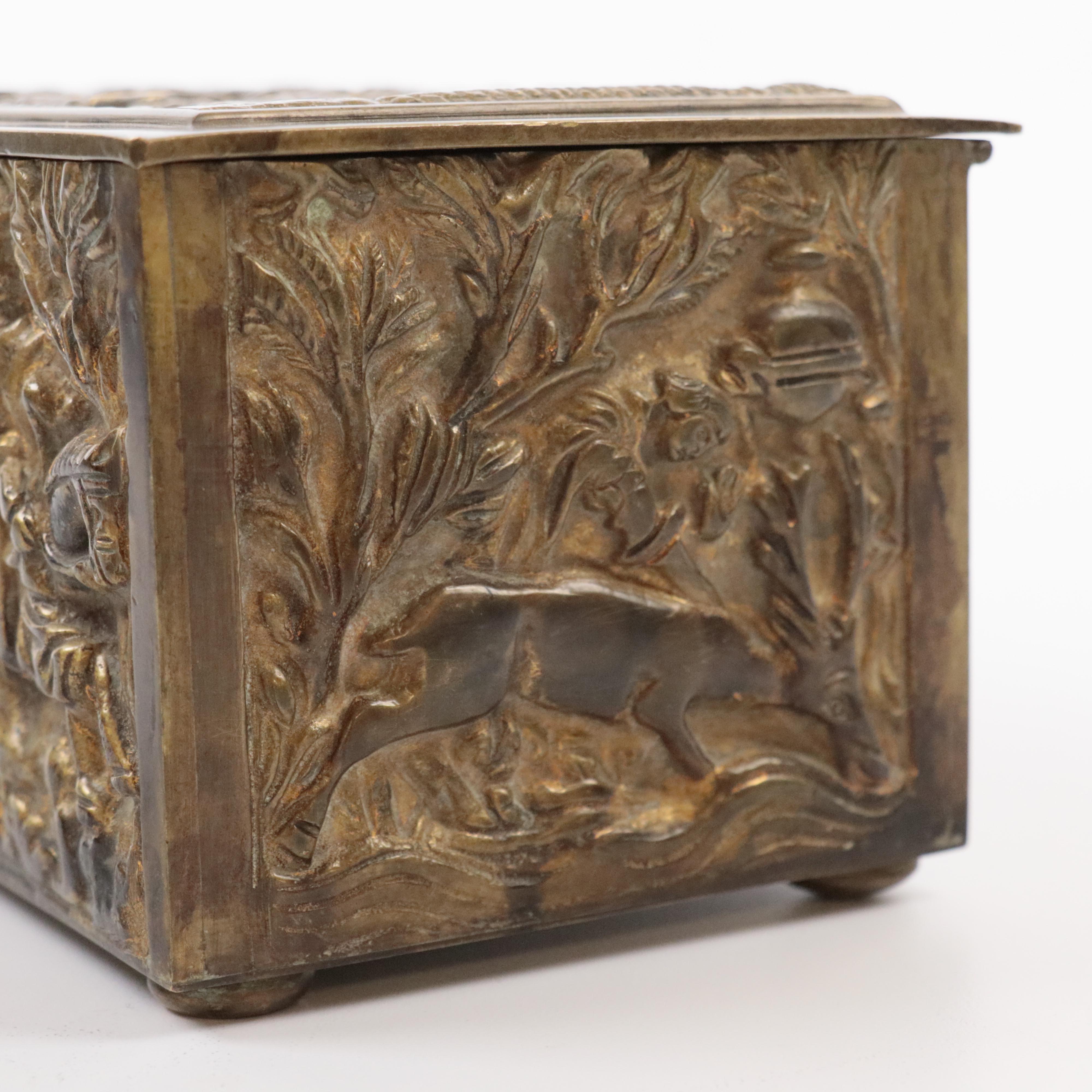 Embossed Brass Casket Box