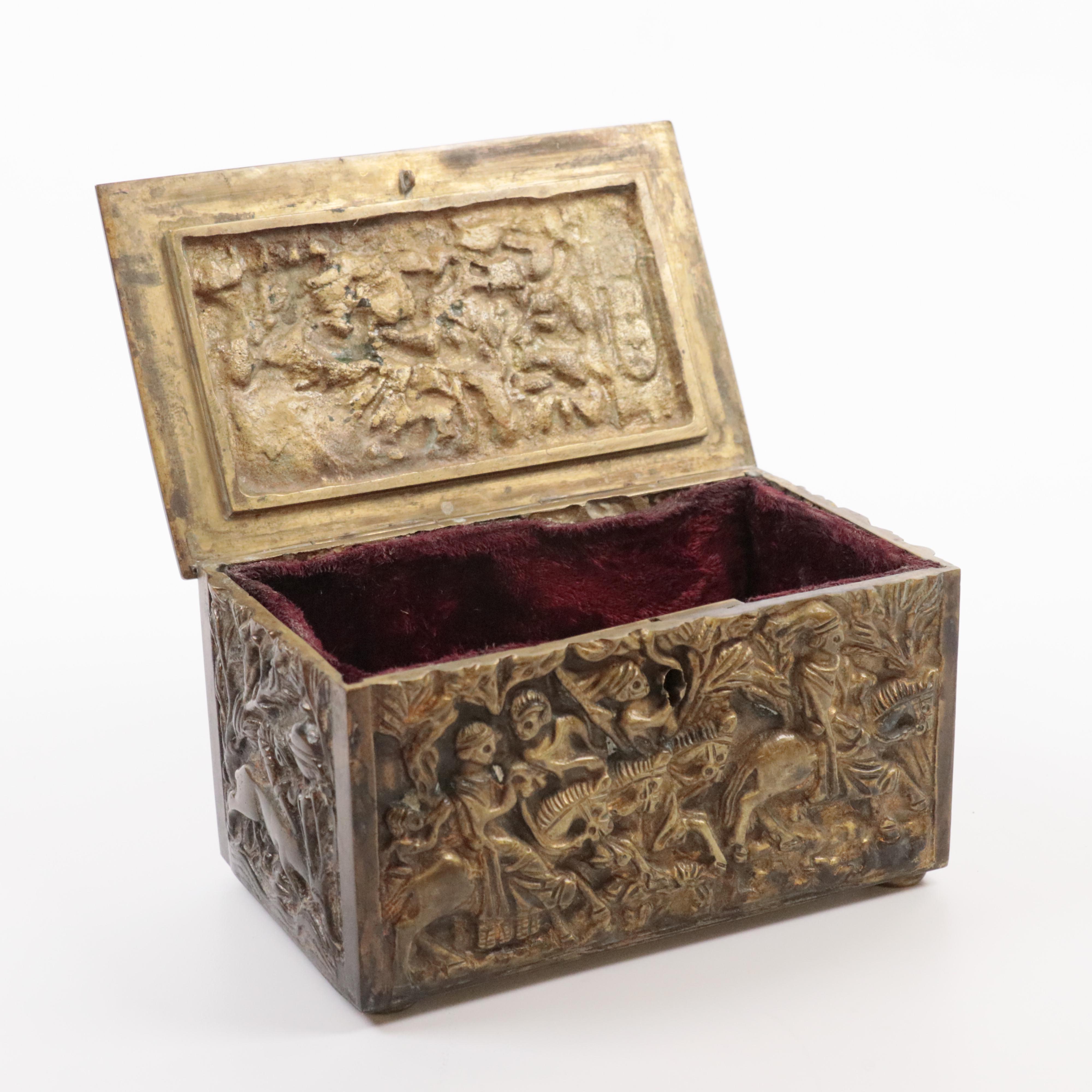 Embossed Brass Casket Box