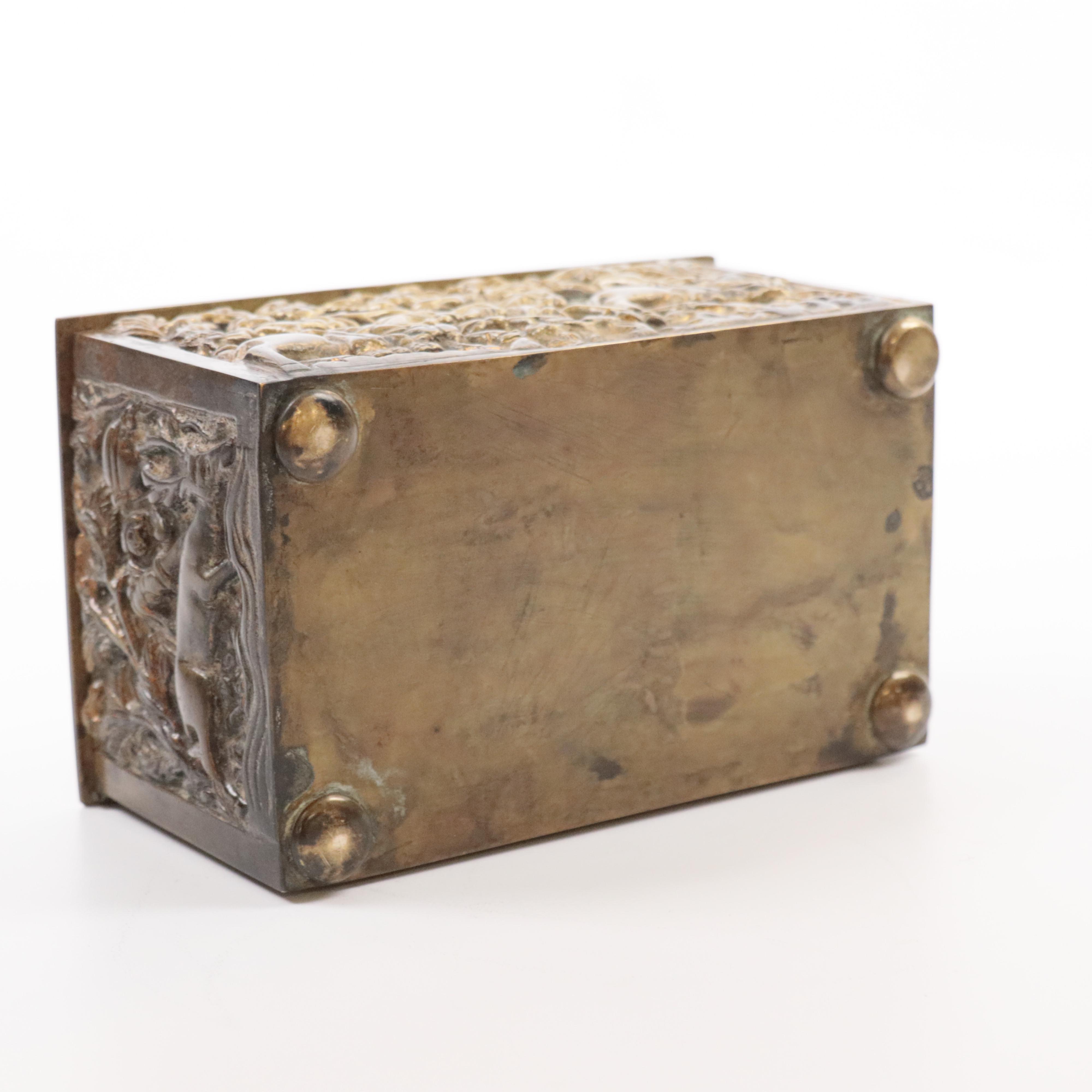 Embossed Brass Casket Box