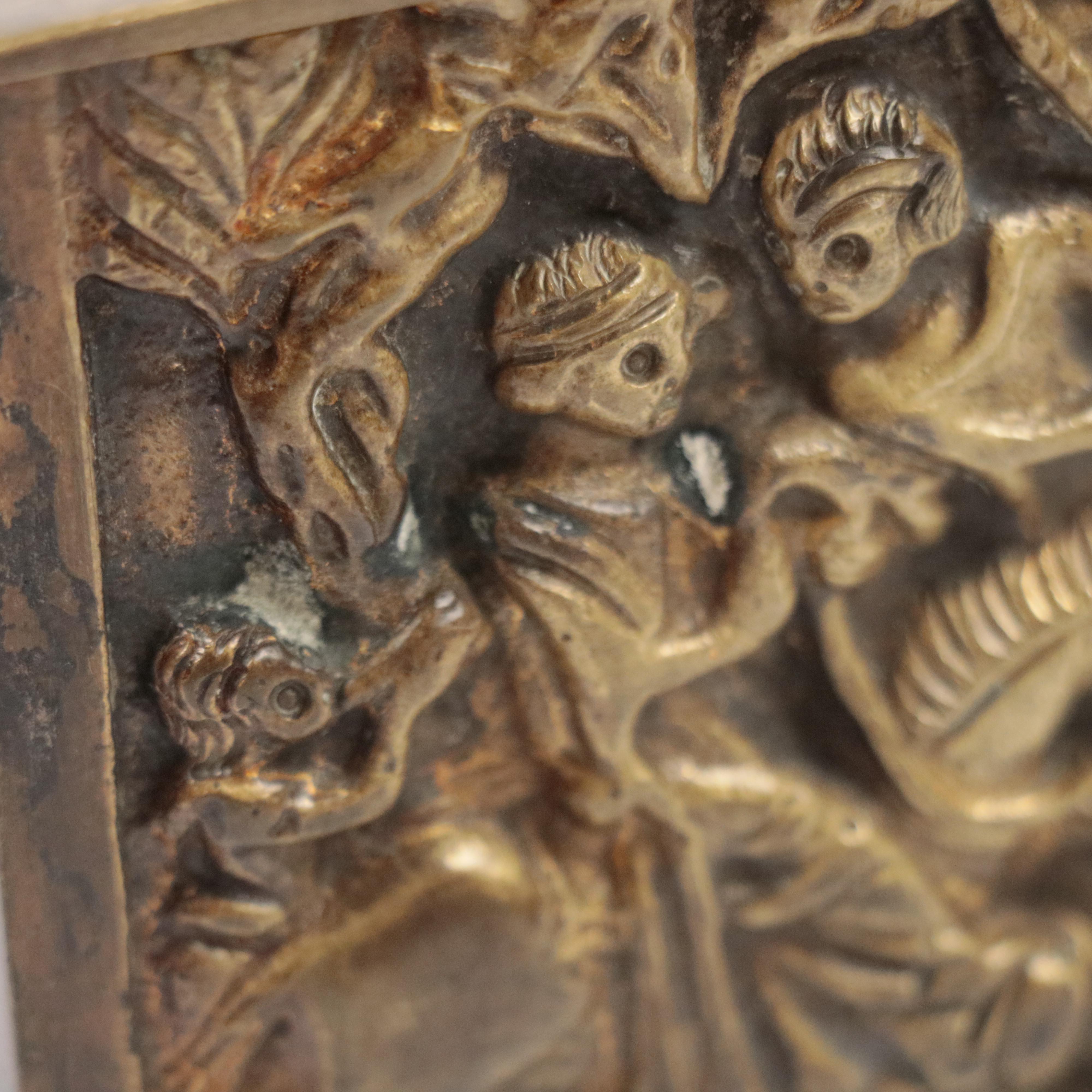 Embossed Brass Casket Box