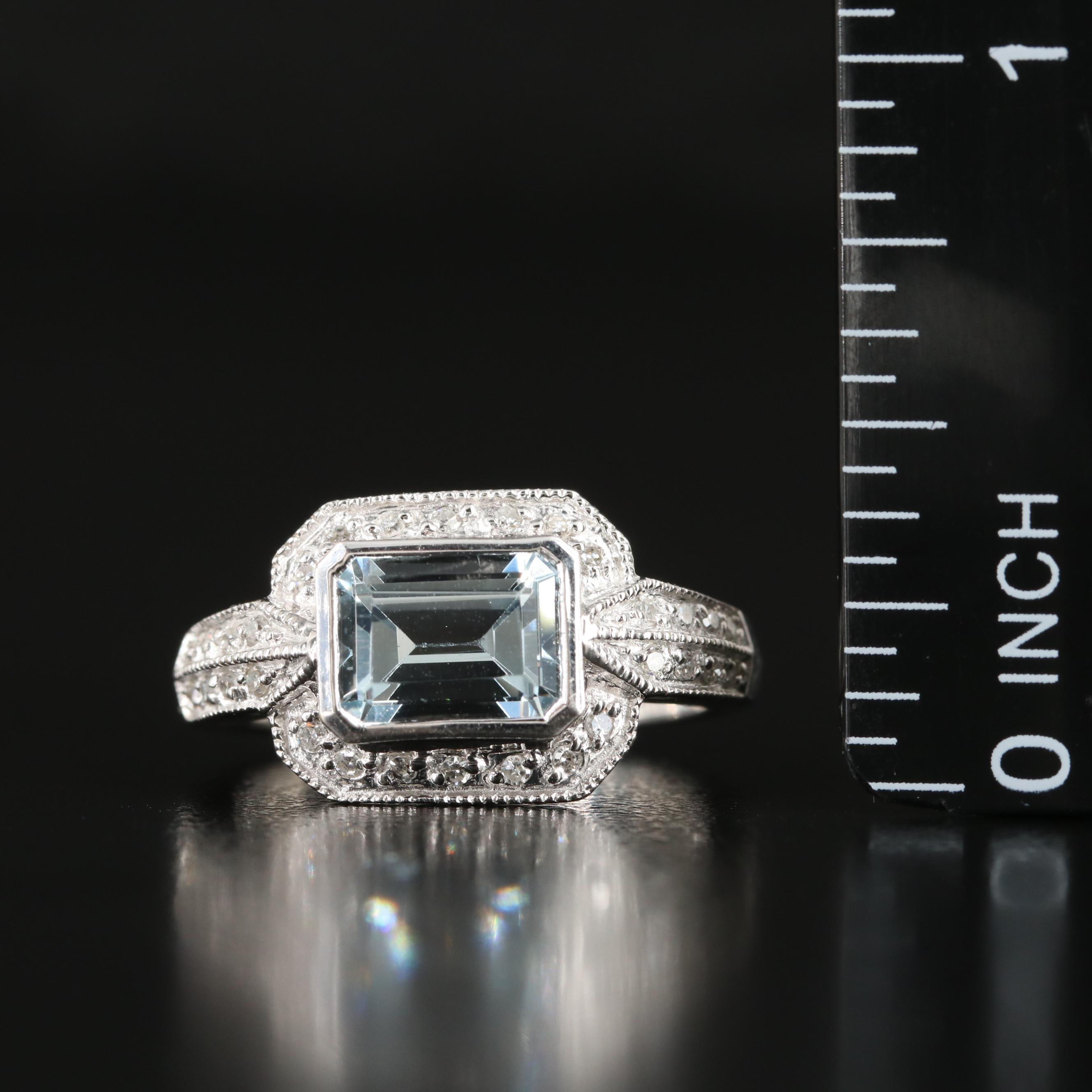14K Aquamarine and Diamond Ring