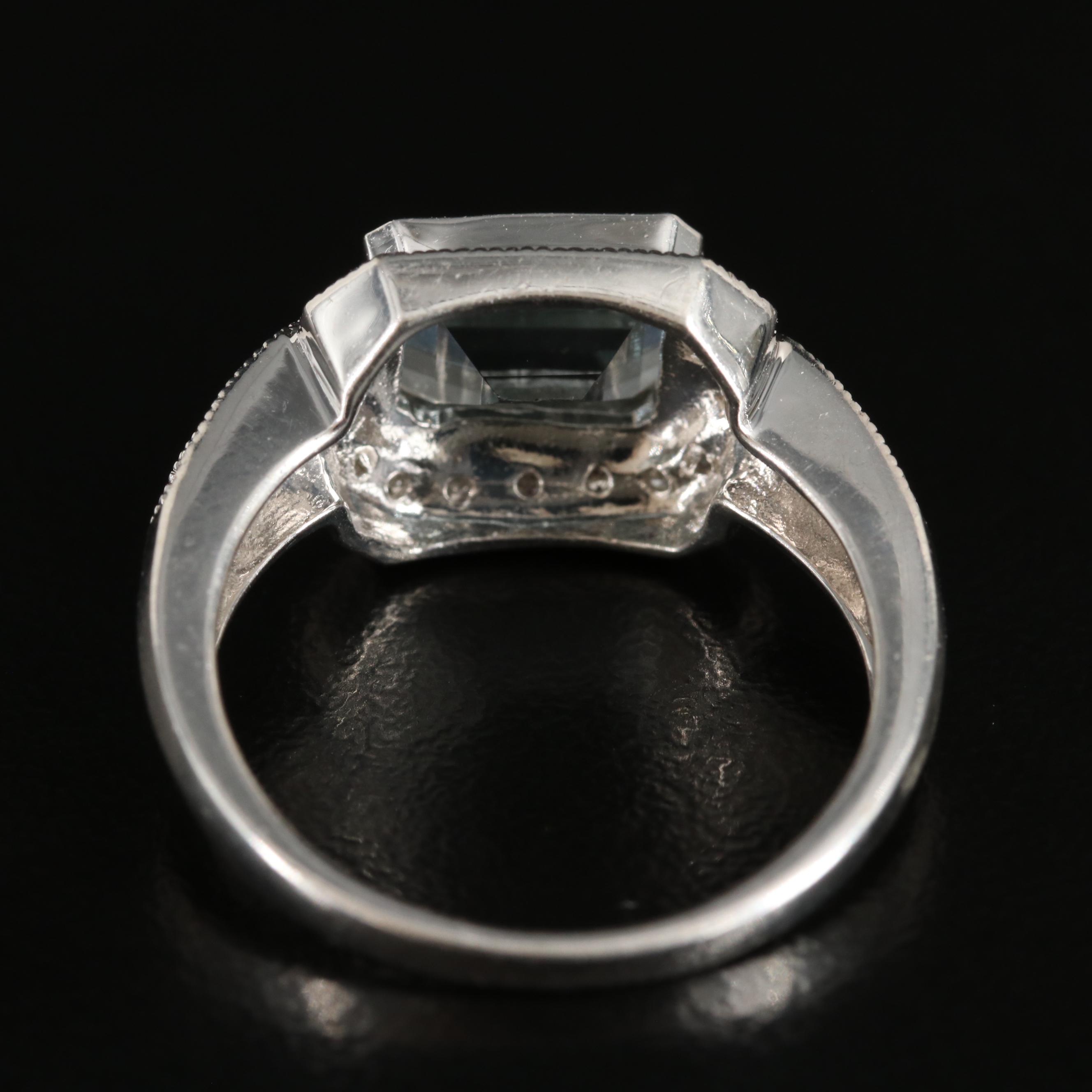 14K Aquamarine and Diamond Ring