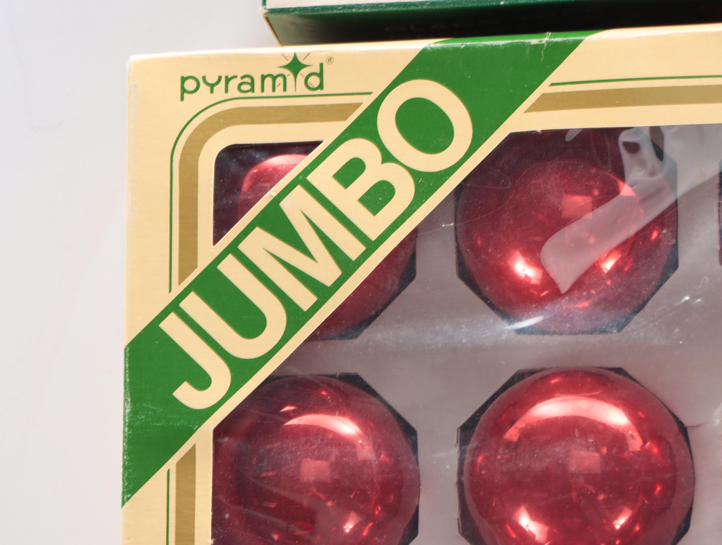 Pyramid Jumbo and Other Glass Ornaments