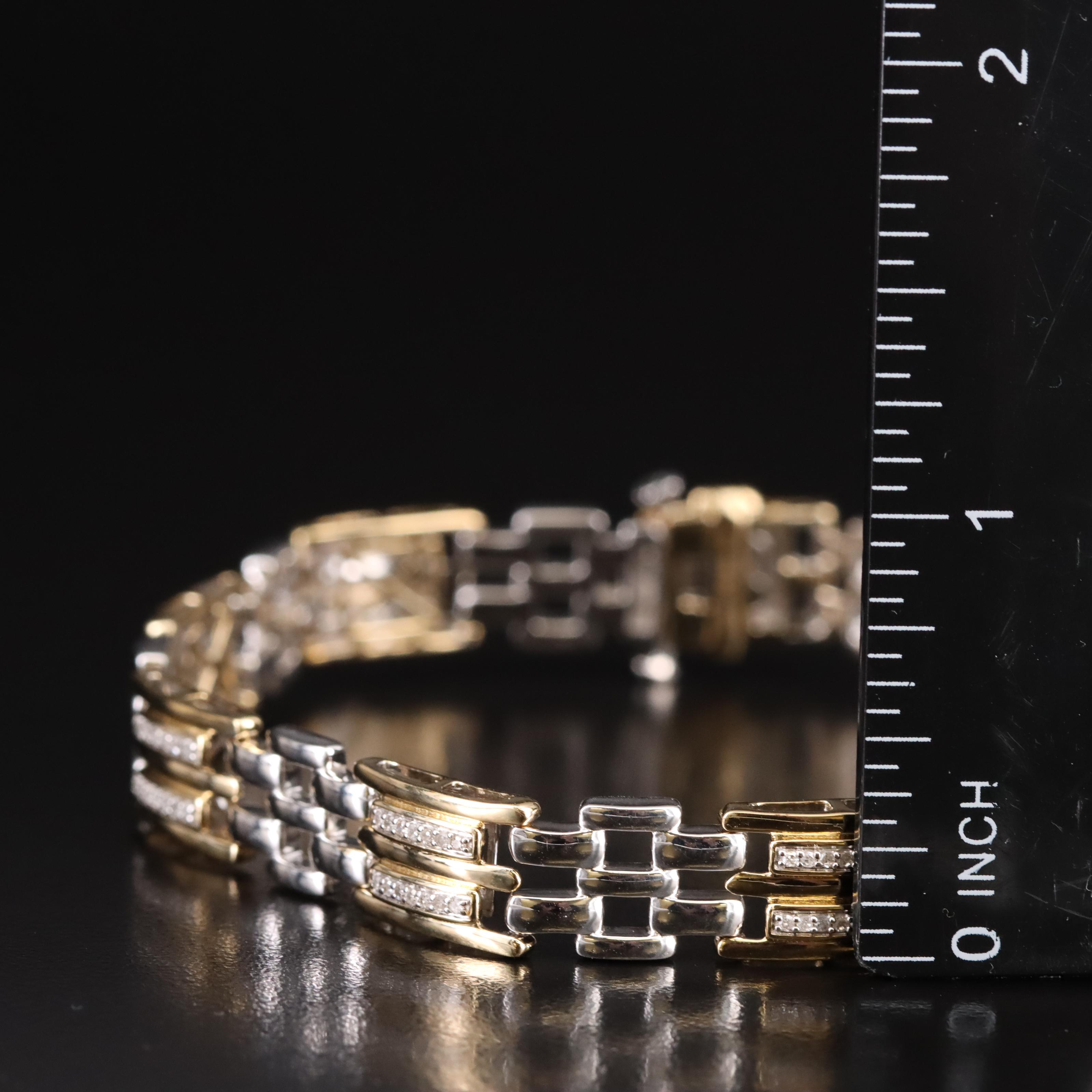 Sterling Diamond Panther Link Bracelet