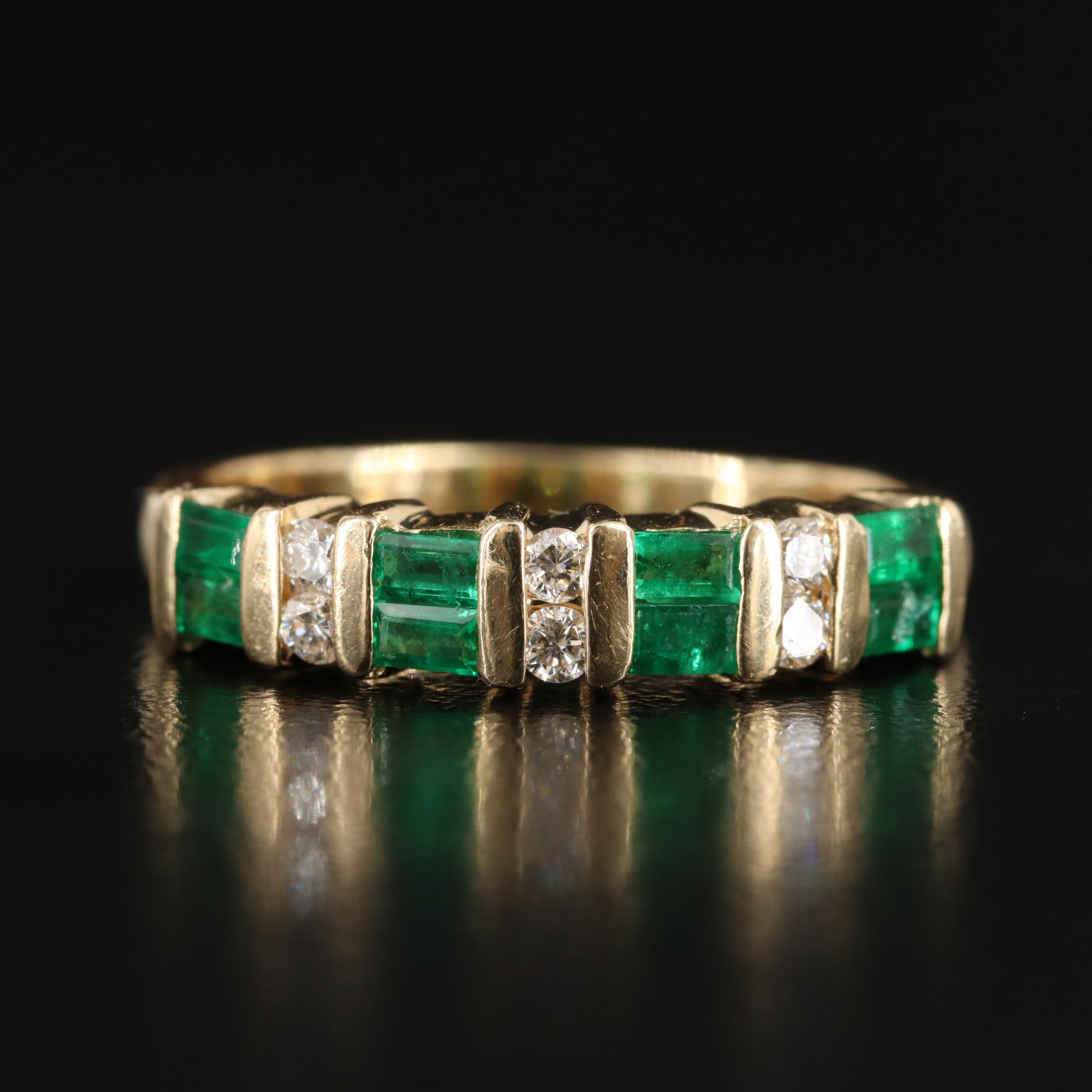 14K Emerald and Diamond Band
