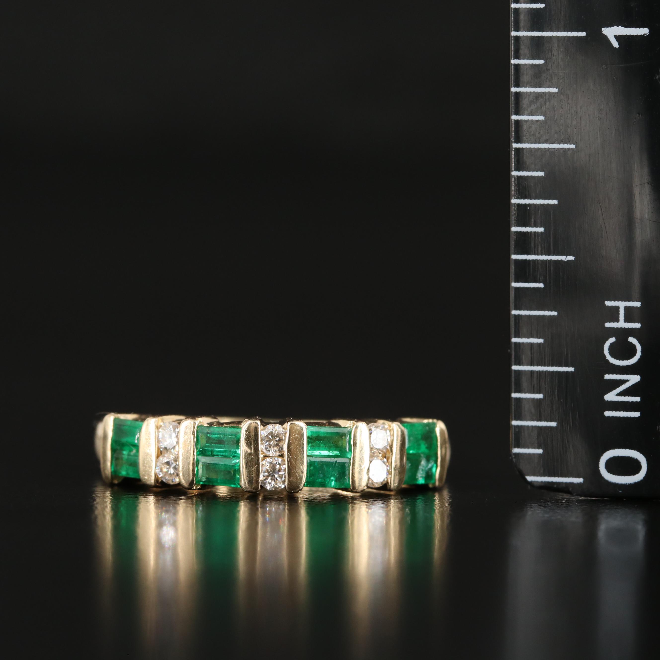 14K Emerald and Diamond Band