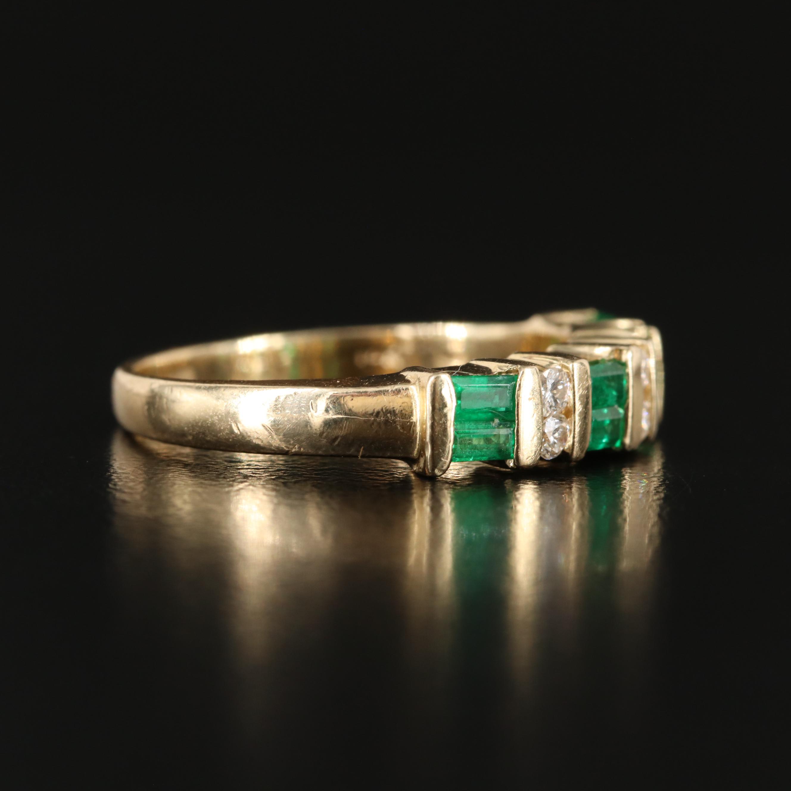14K Emerald and Diamond Band