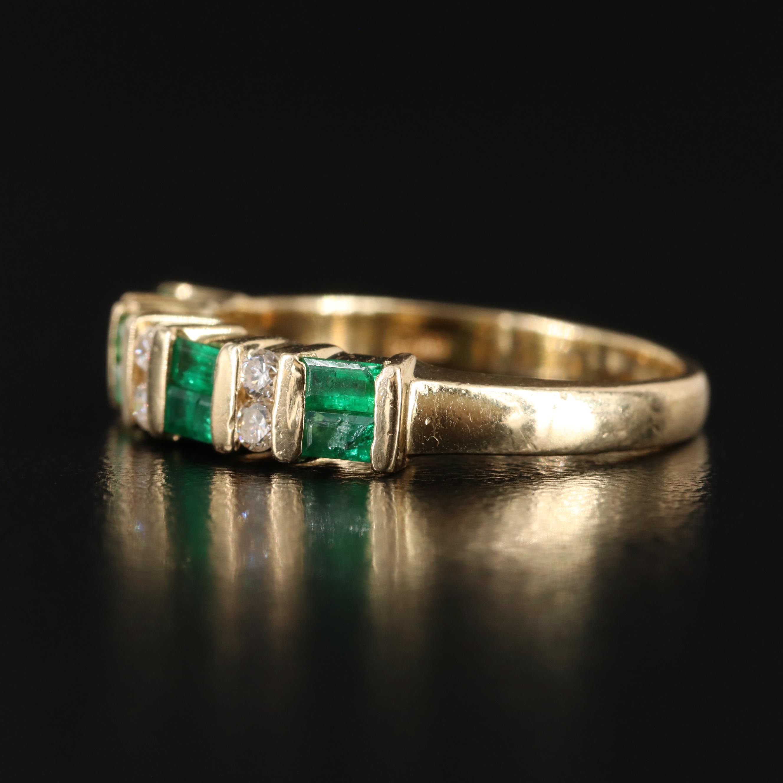 14K Emerald and Diamond Band