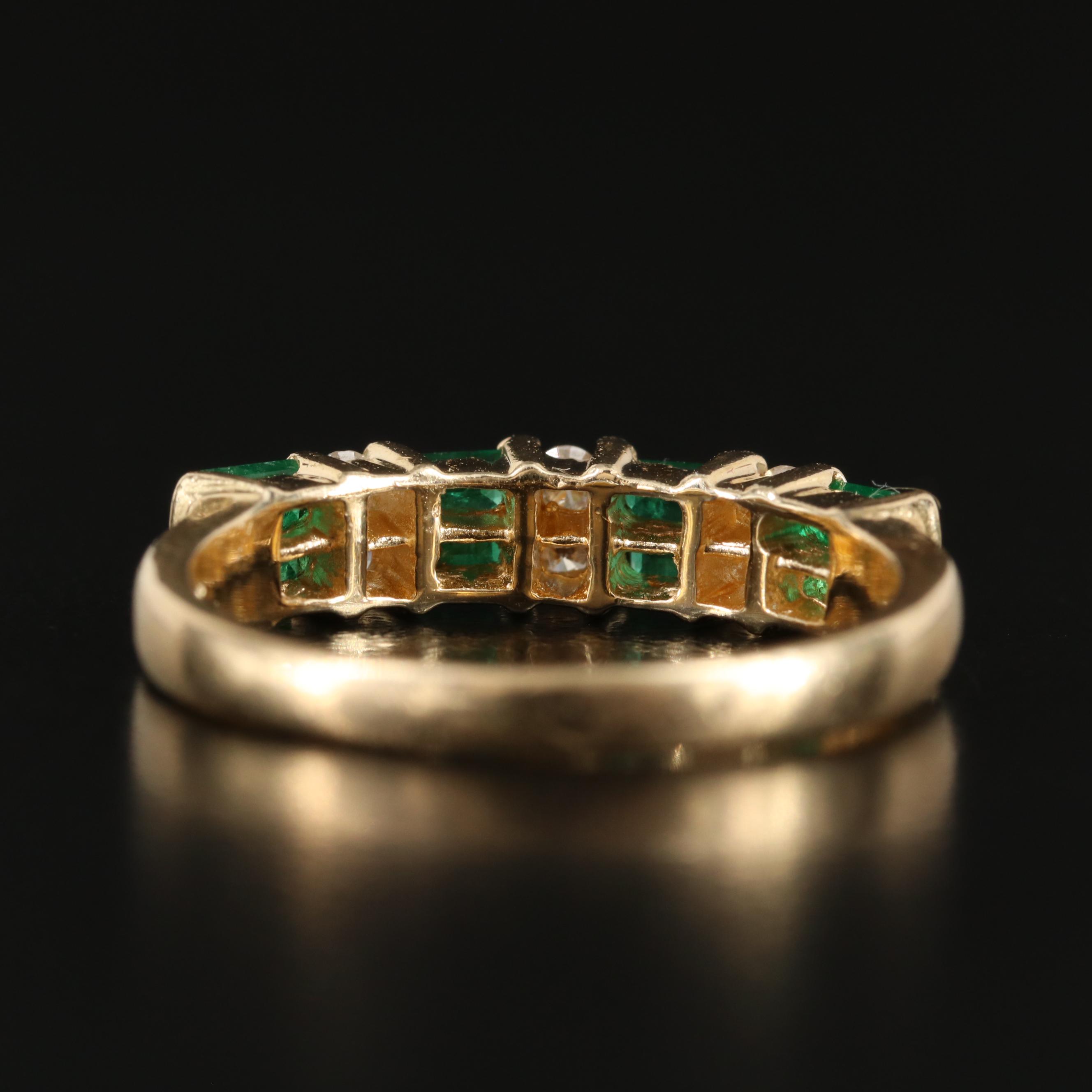 14K Emerald and Diamond Band