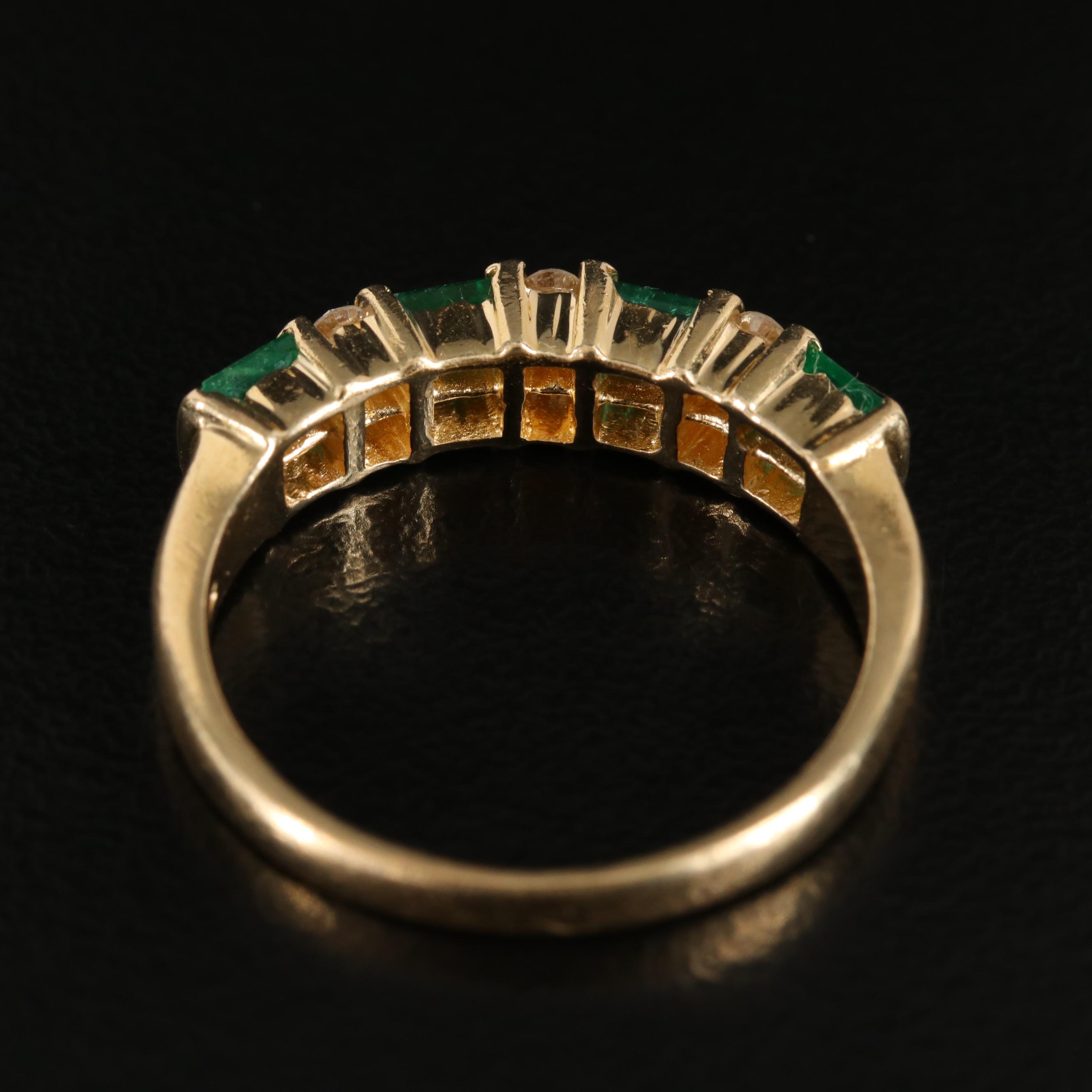 14K Emerald and Diamond Band