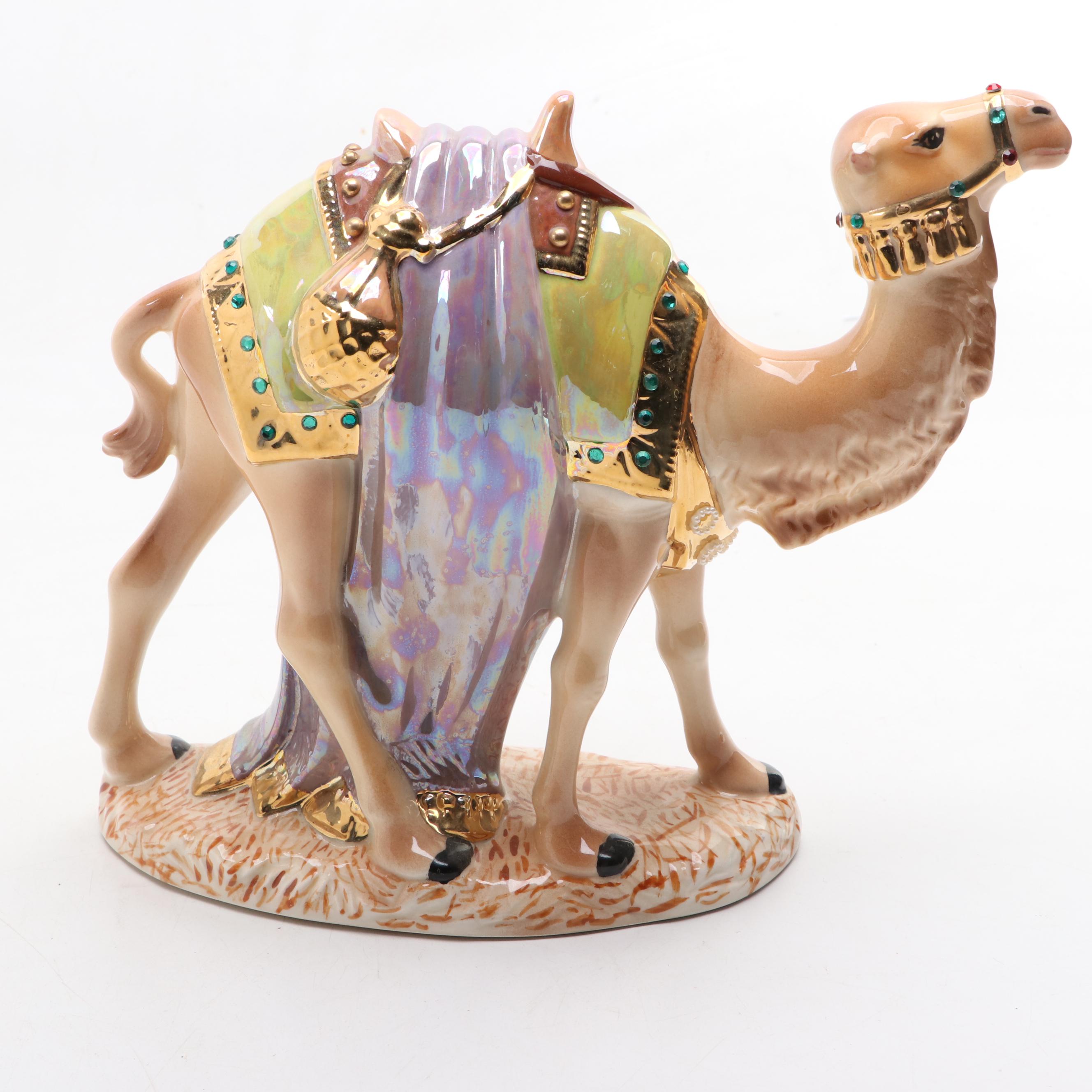 Holland Mold Hand-Painted Lustreware and Gilt Ceramic Nativity Figurines