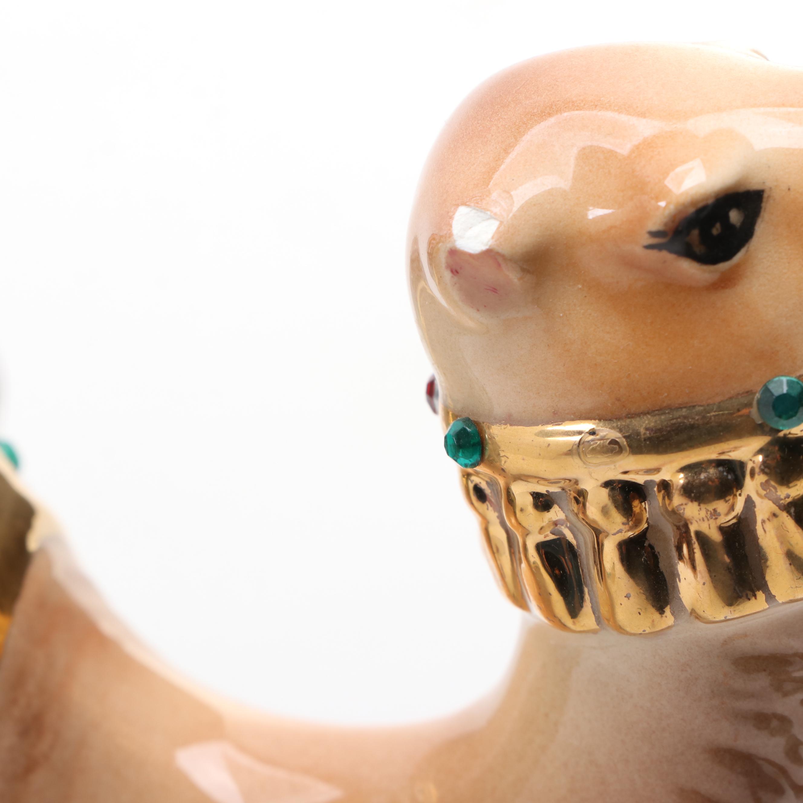 Holland Mold Hand-Painted Lustreware and Gilt Ceramic Nativity Figurines