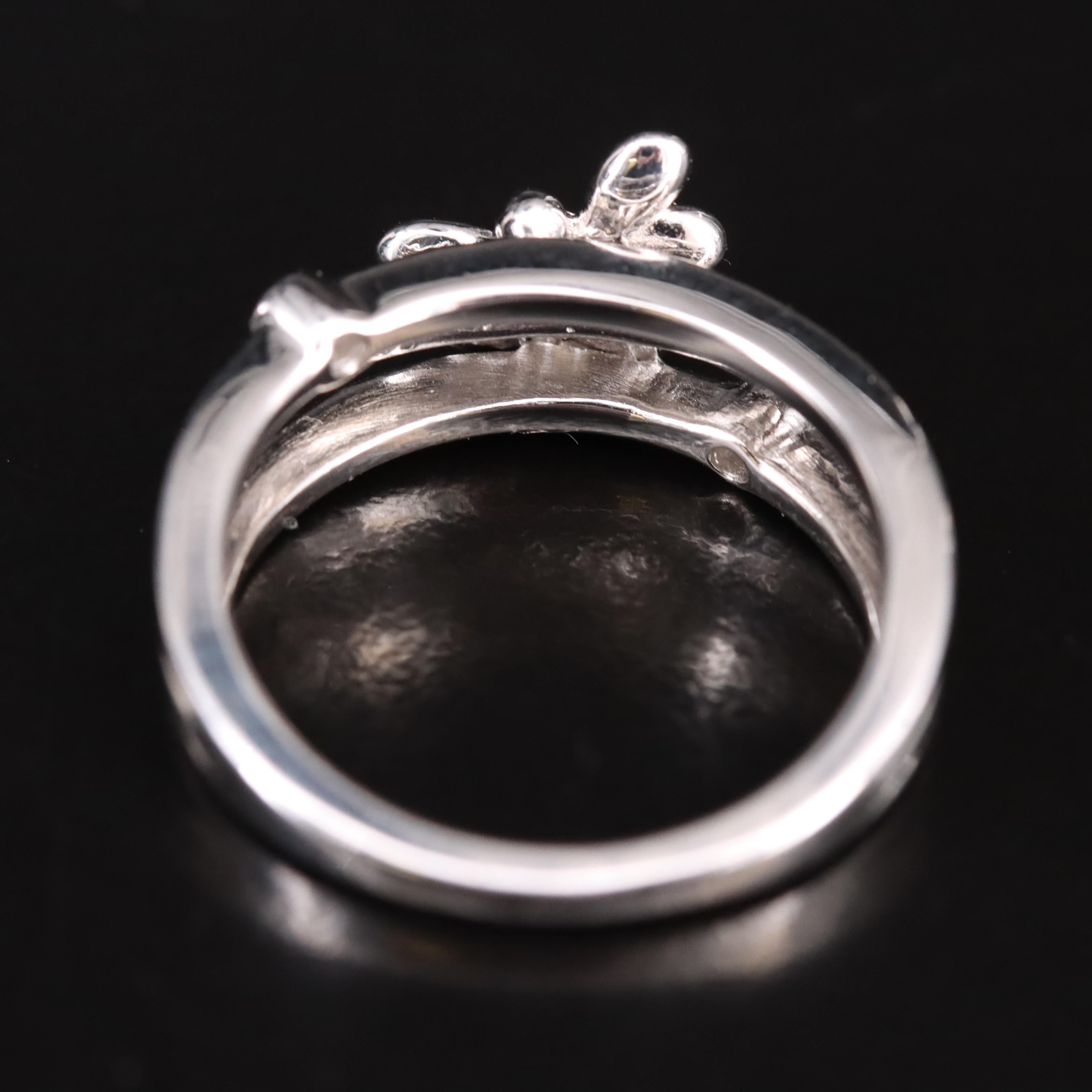 Sterling Diamond Bee Ring with 10K Accent