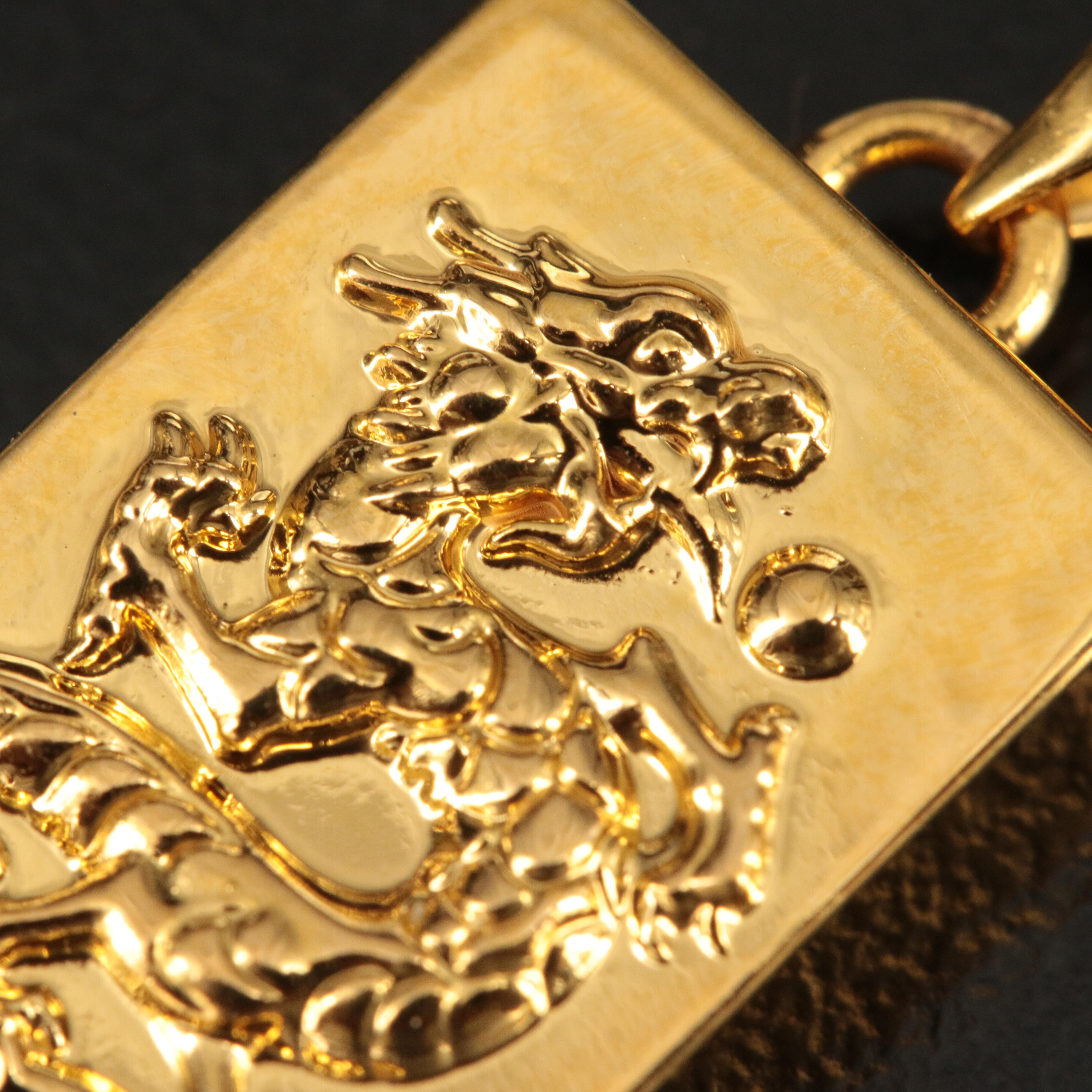 24K Dragon Replica Ingot Pendant