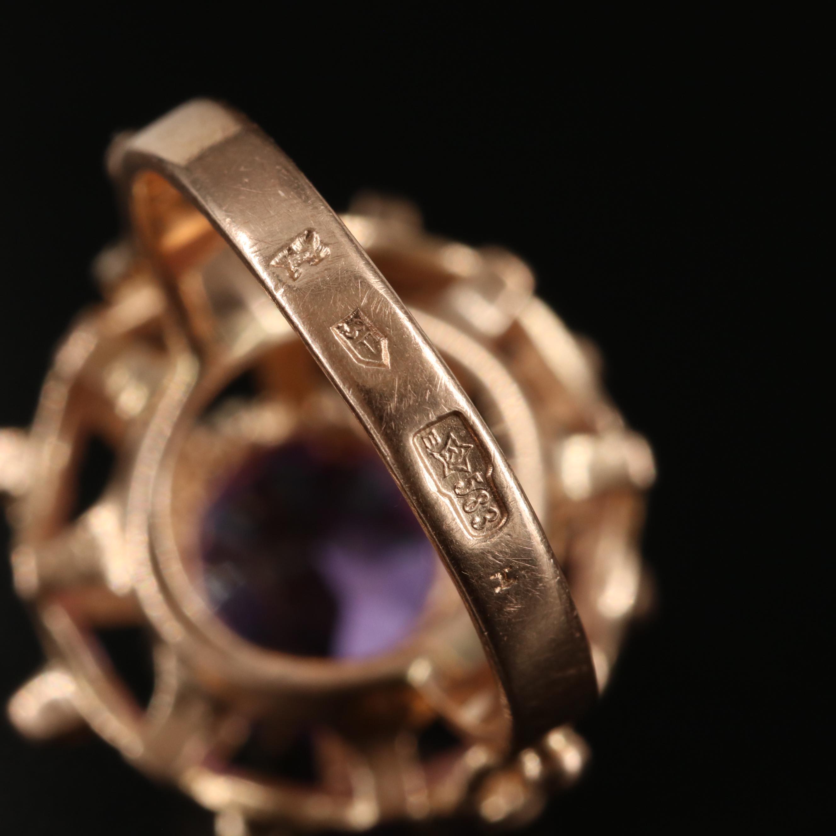 Soviet Russian 14K Sapphire Ring