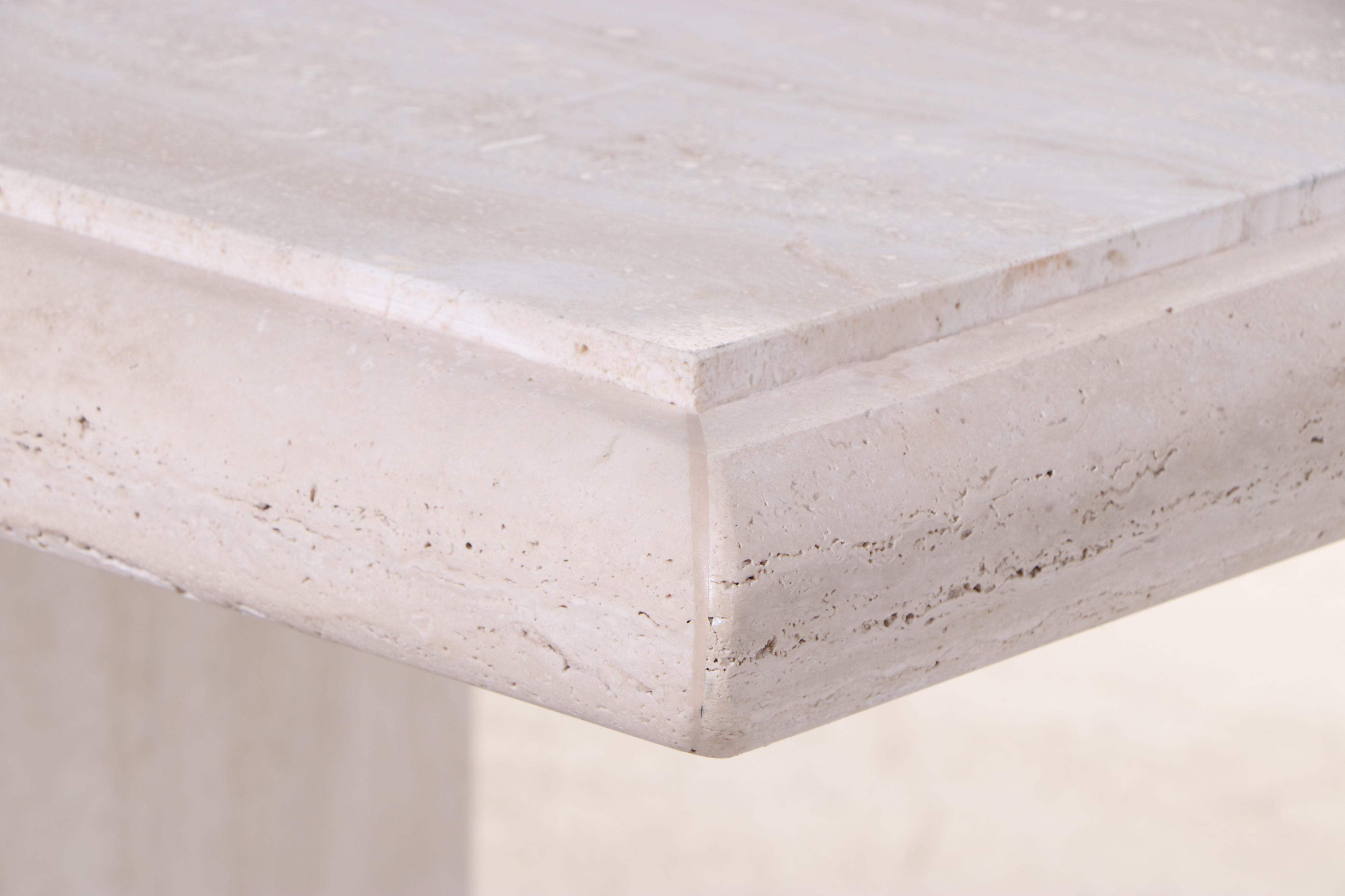 Italian Modern Solid Travertine Pedestal Dining Table