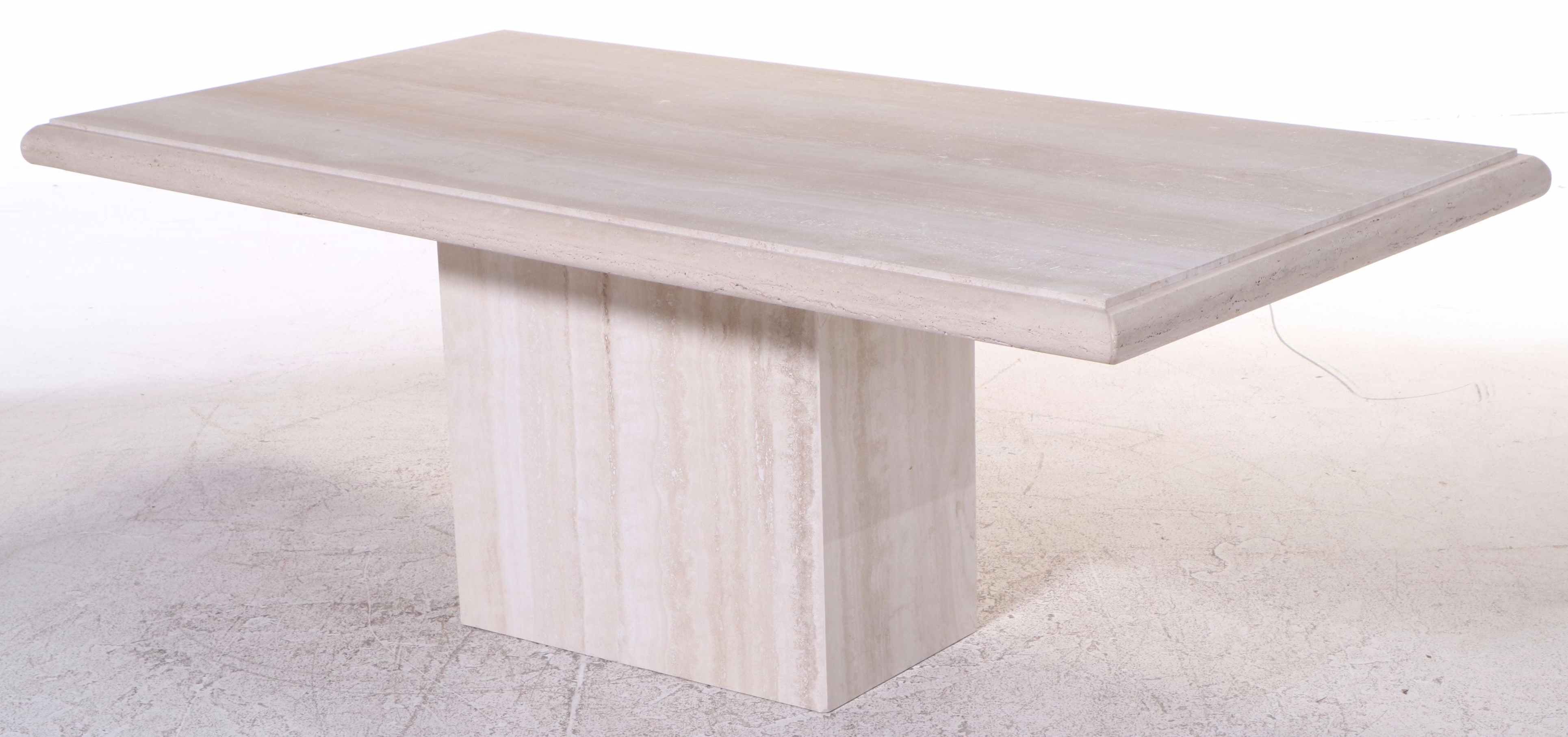 Italian Modern Solid Travertine Pedestal Dining Table