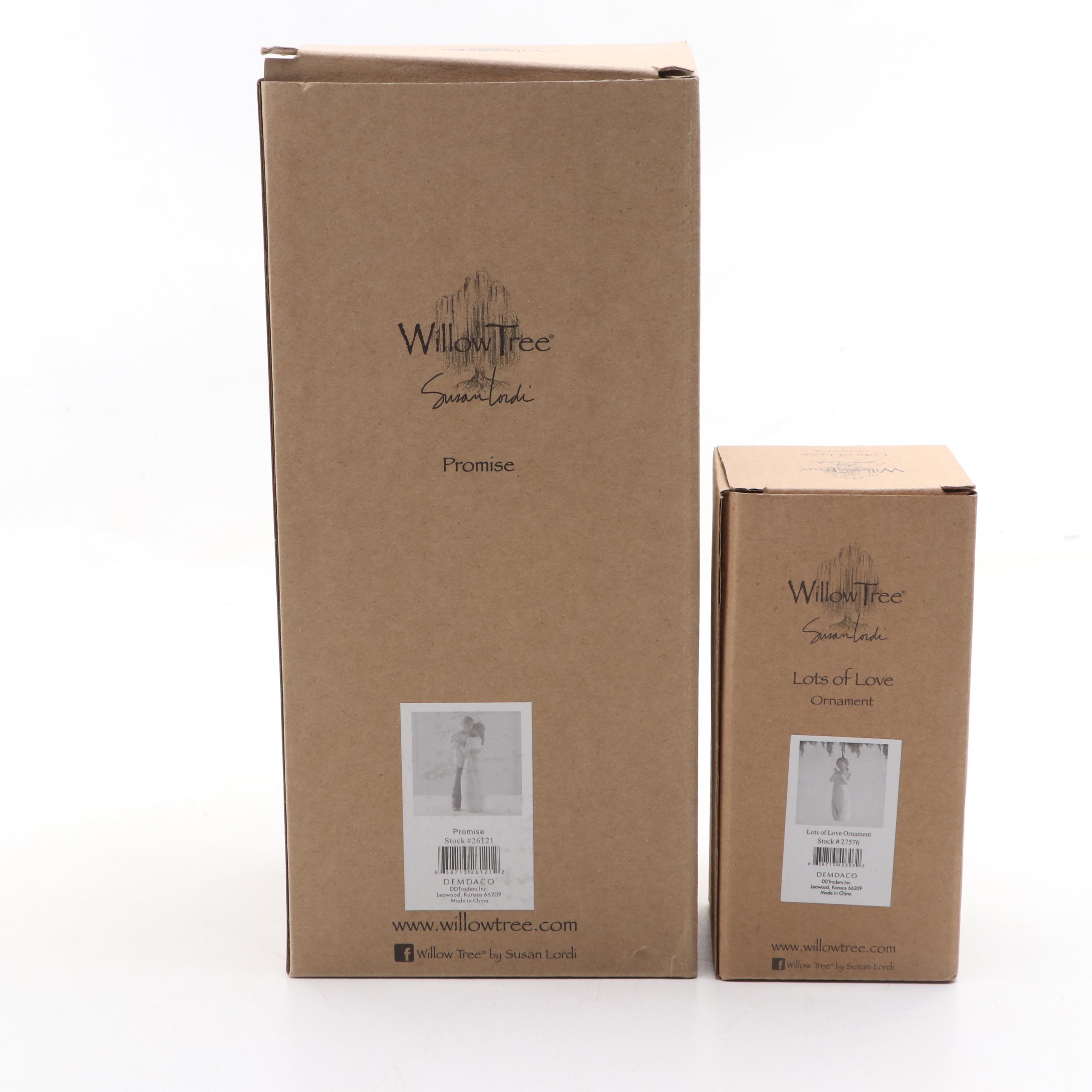 Demdaco Willow Tree "Promise" Composite Figurine and "Lots of Love" Ornament