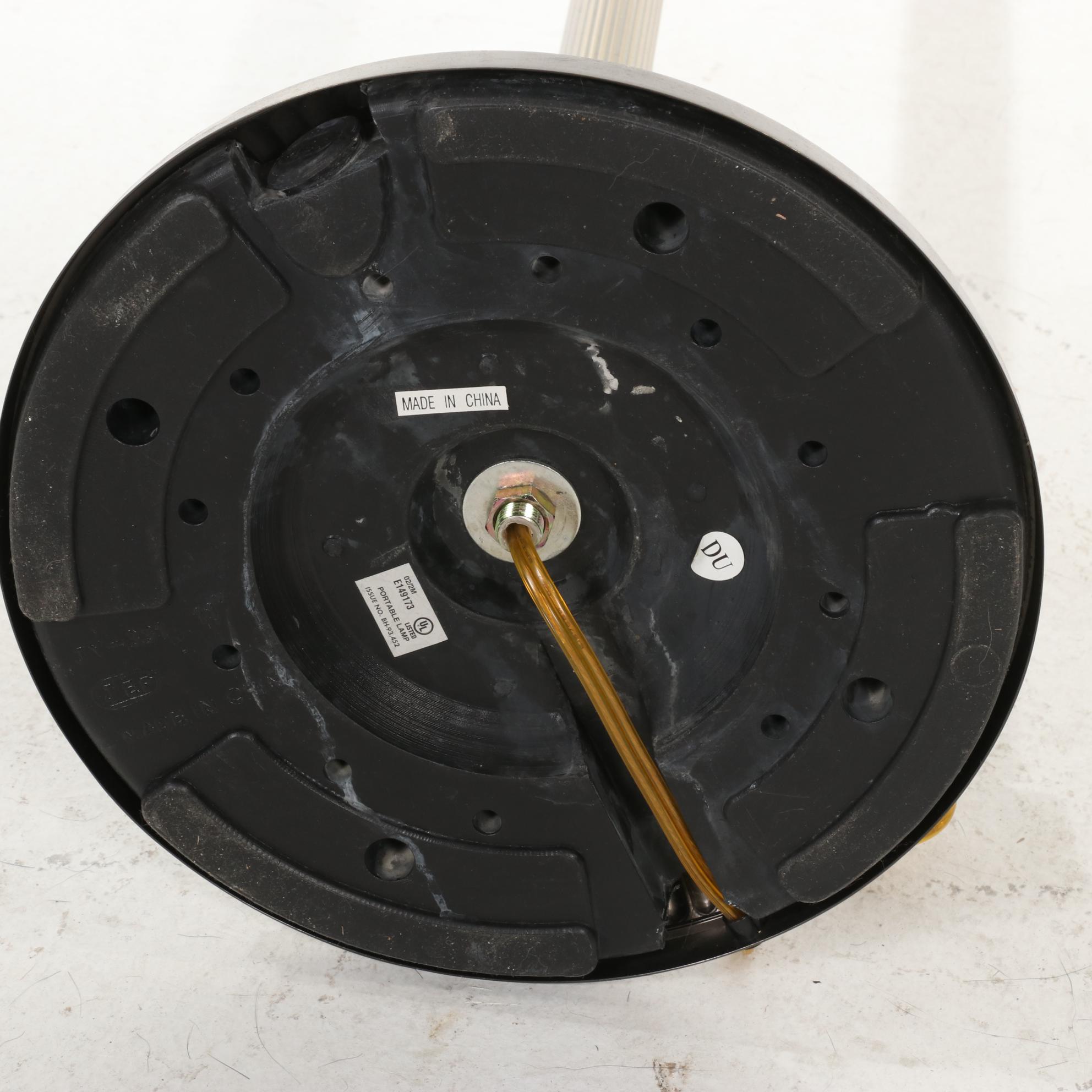 Ribbed Metal and Green Dimpled Glass Torchiere Floor Lamp, 2000