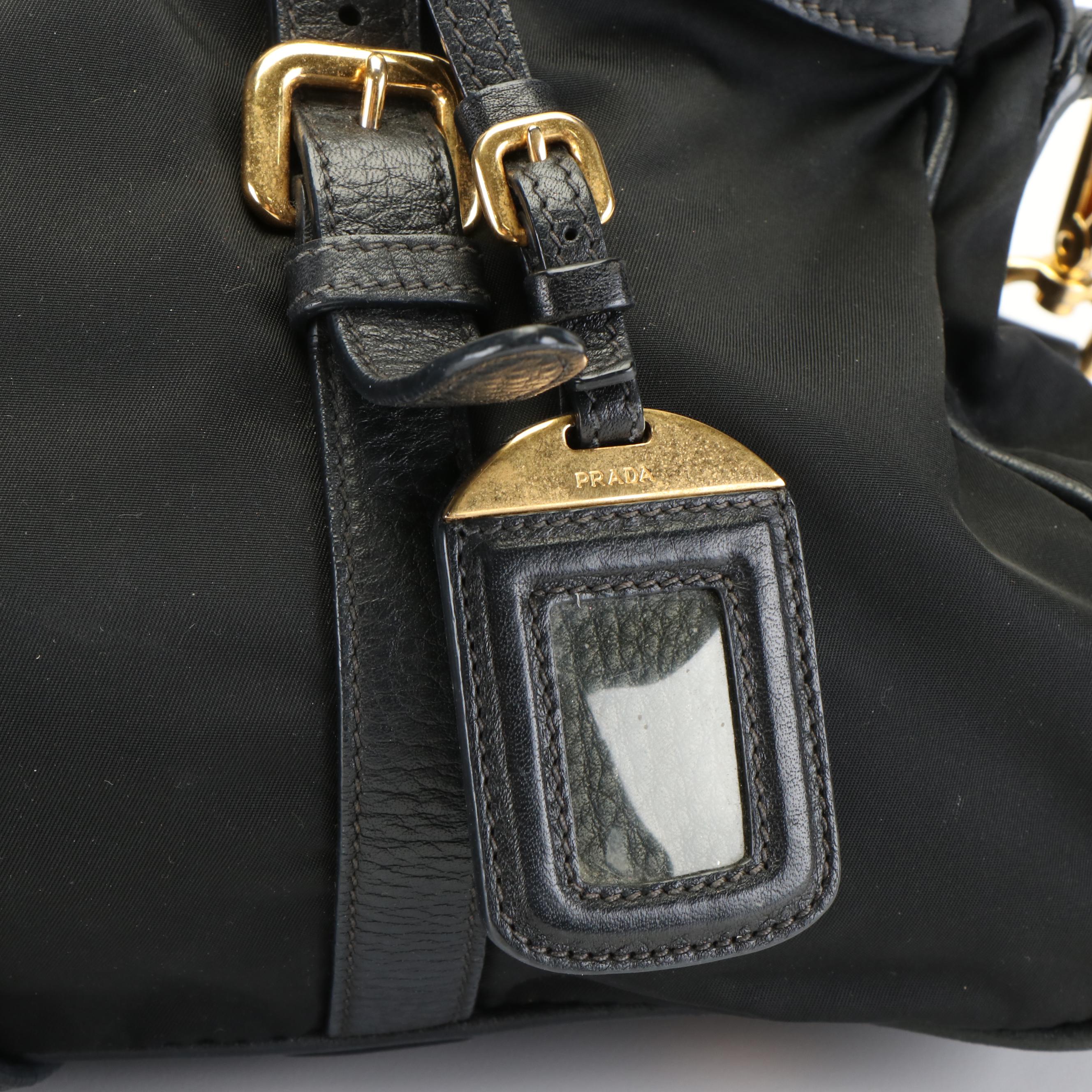 Prada Convertible Satchel in Black Tessuto Nylon with Leather Trim