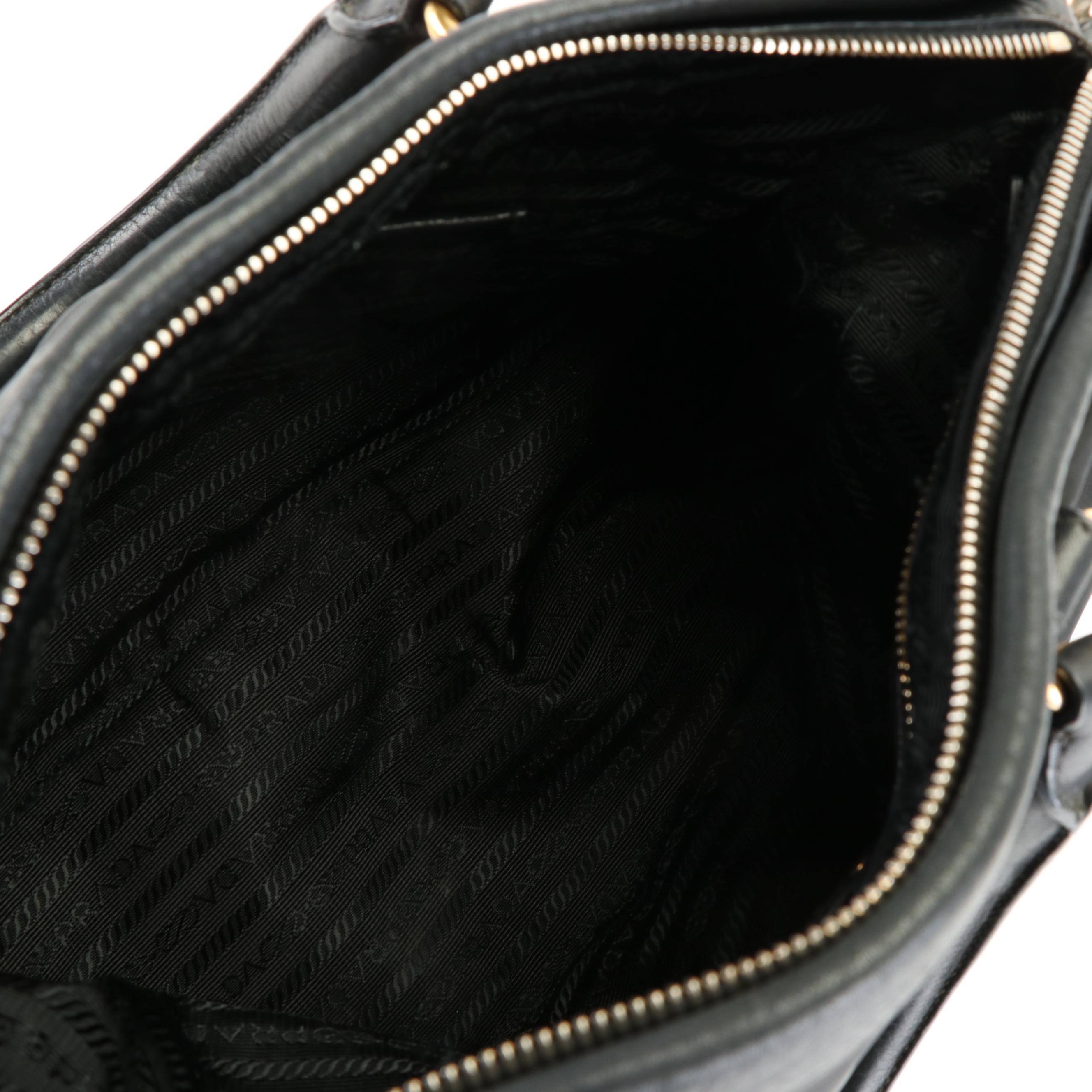 Prada Convertible Satchel in Black Tessuto Nylon with Leather Trim