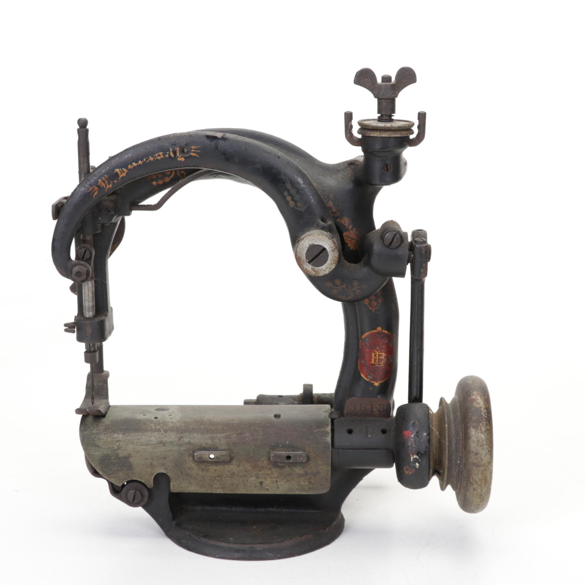 Bulasky Cast Iron Millinery Sewing Machine and Textiles