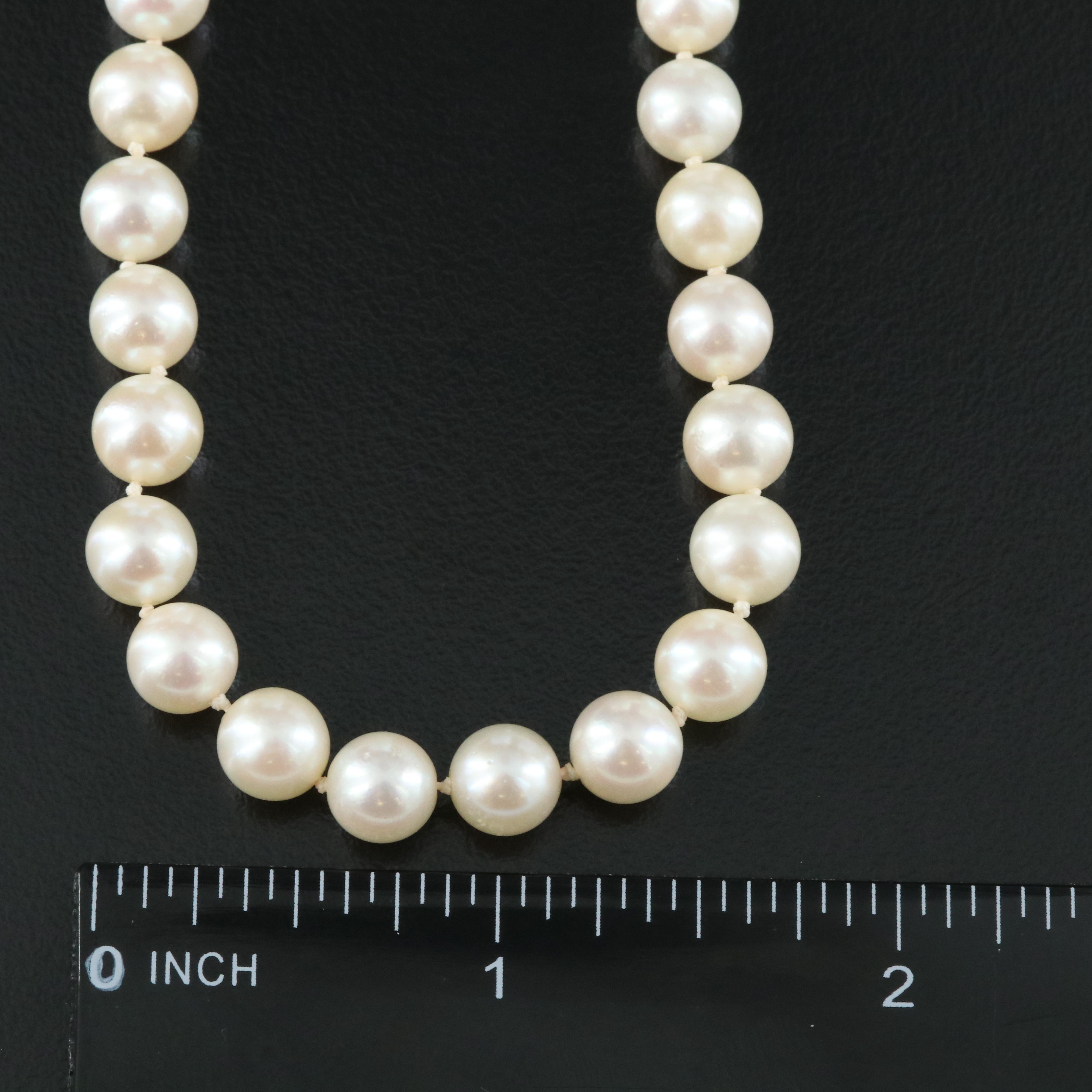 Pearl Necklace with 14K Diamond Clasp
