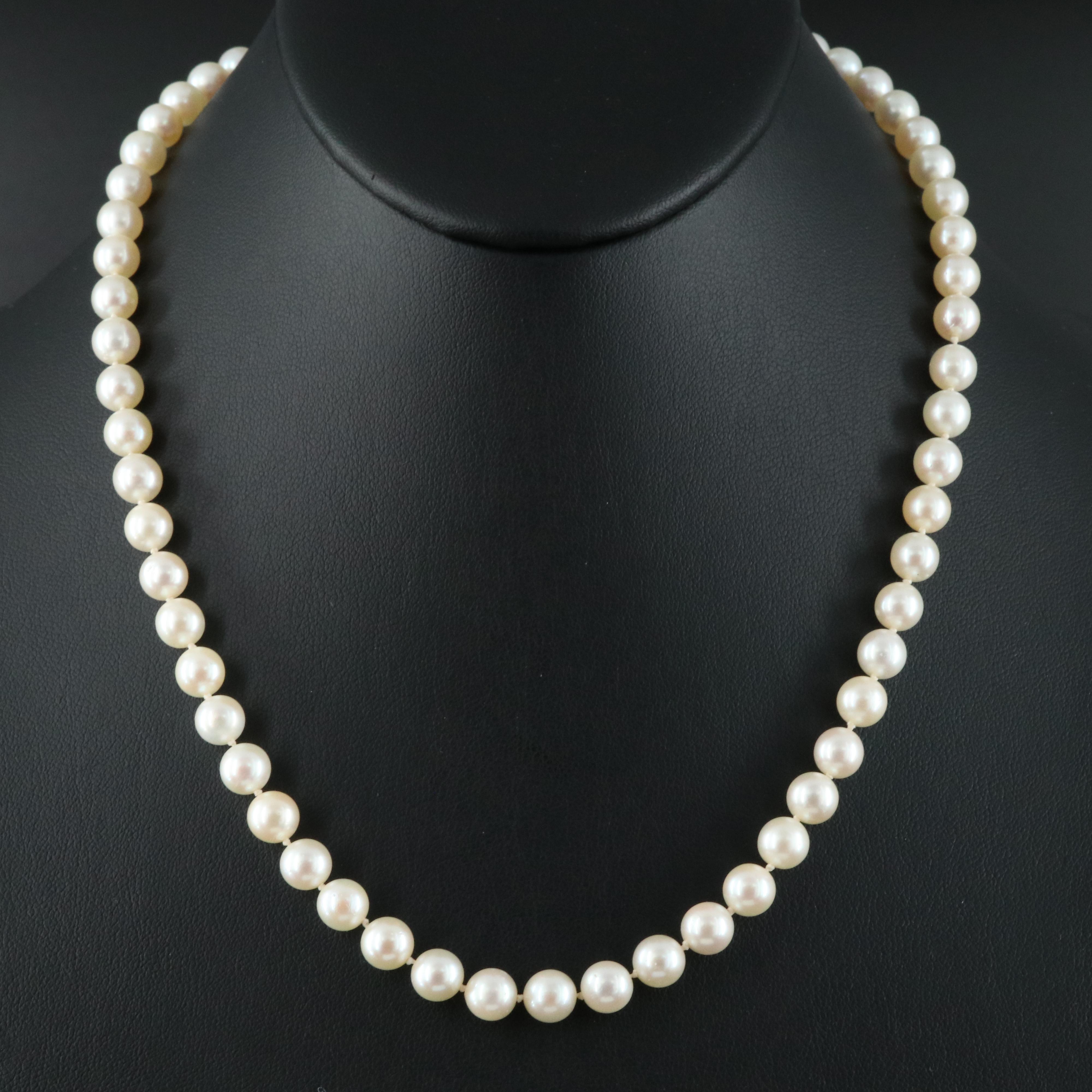 Pearl Necklace with 14K Diamond Clasp