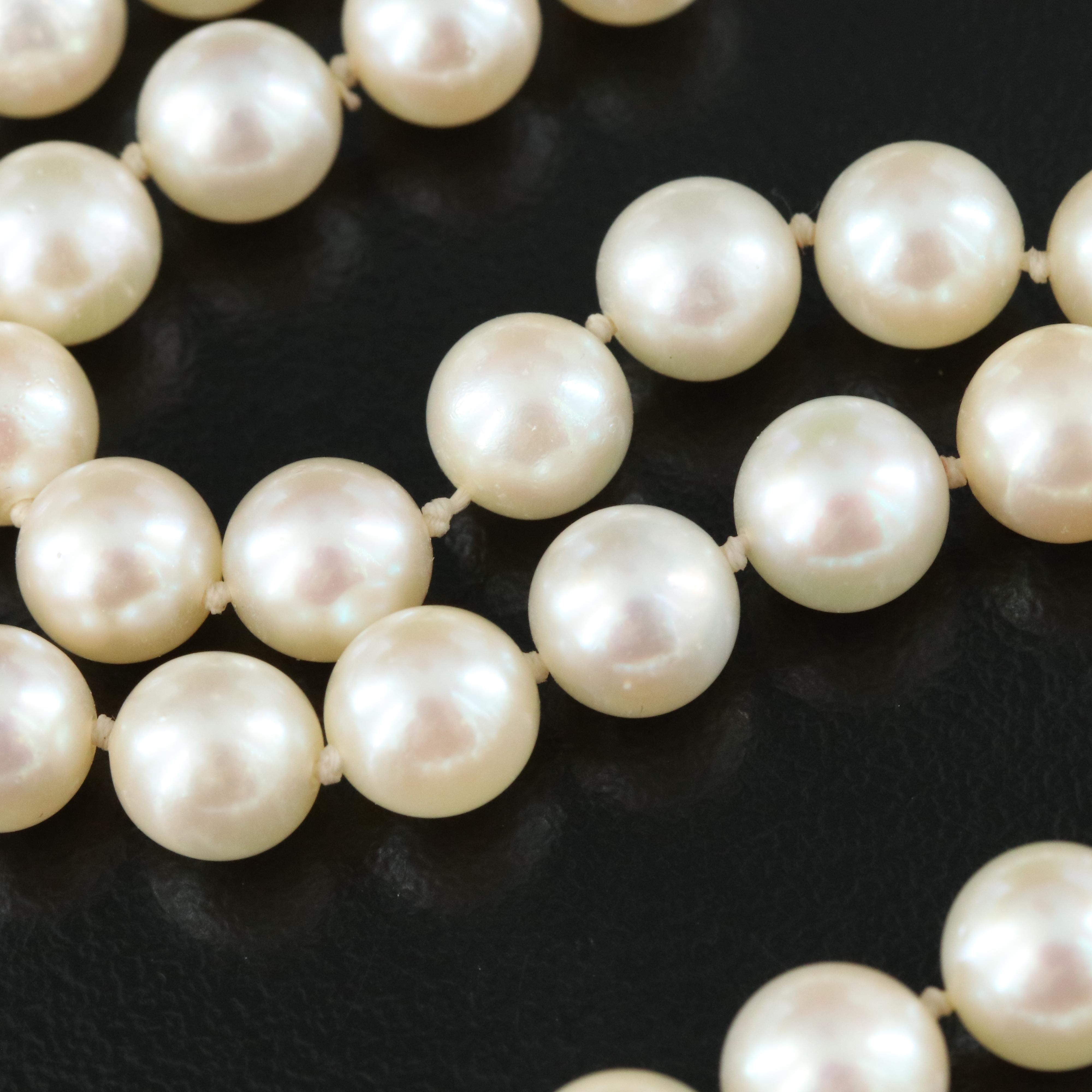 Pearl Necklace with 14K Diamond Clasp