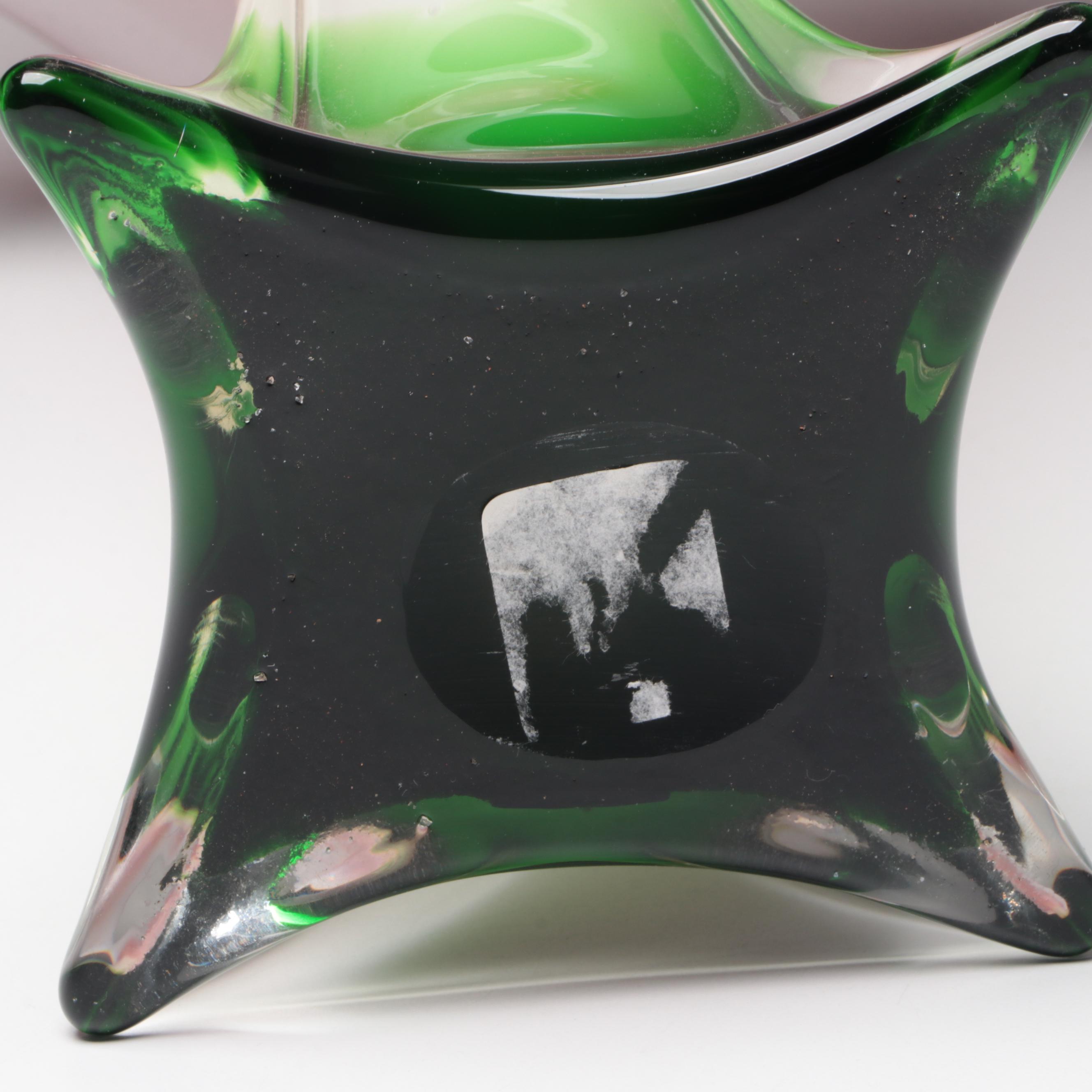 Murano Style Cased Glass Jack In The Pulpit Vase