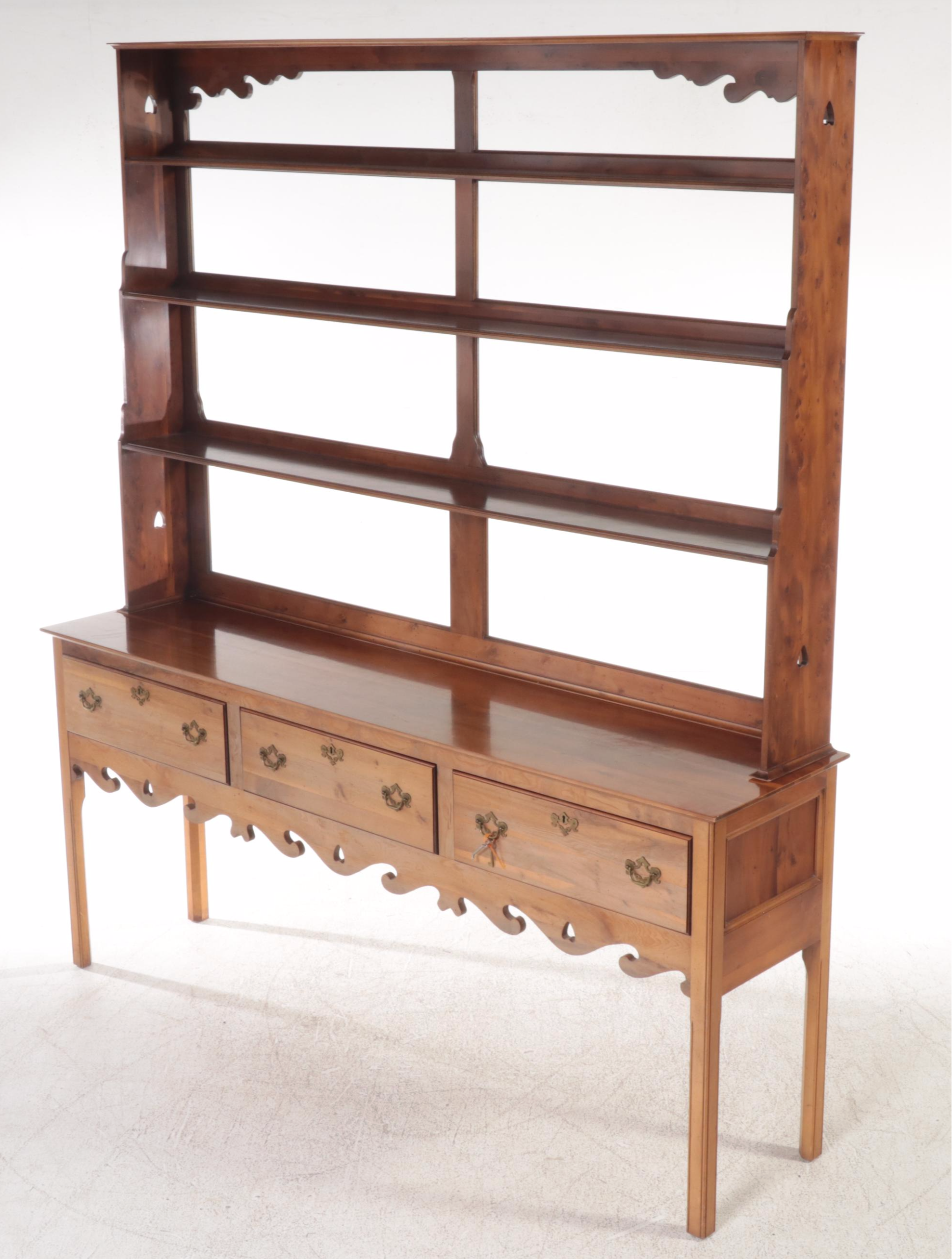 George III Style Yew Wood Kitchen Dresser, Late 20th Century