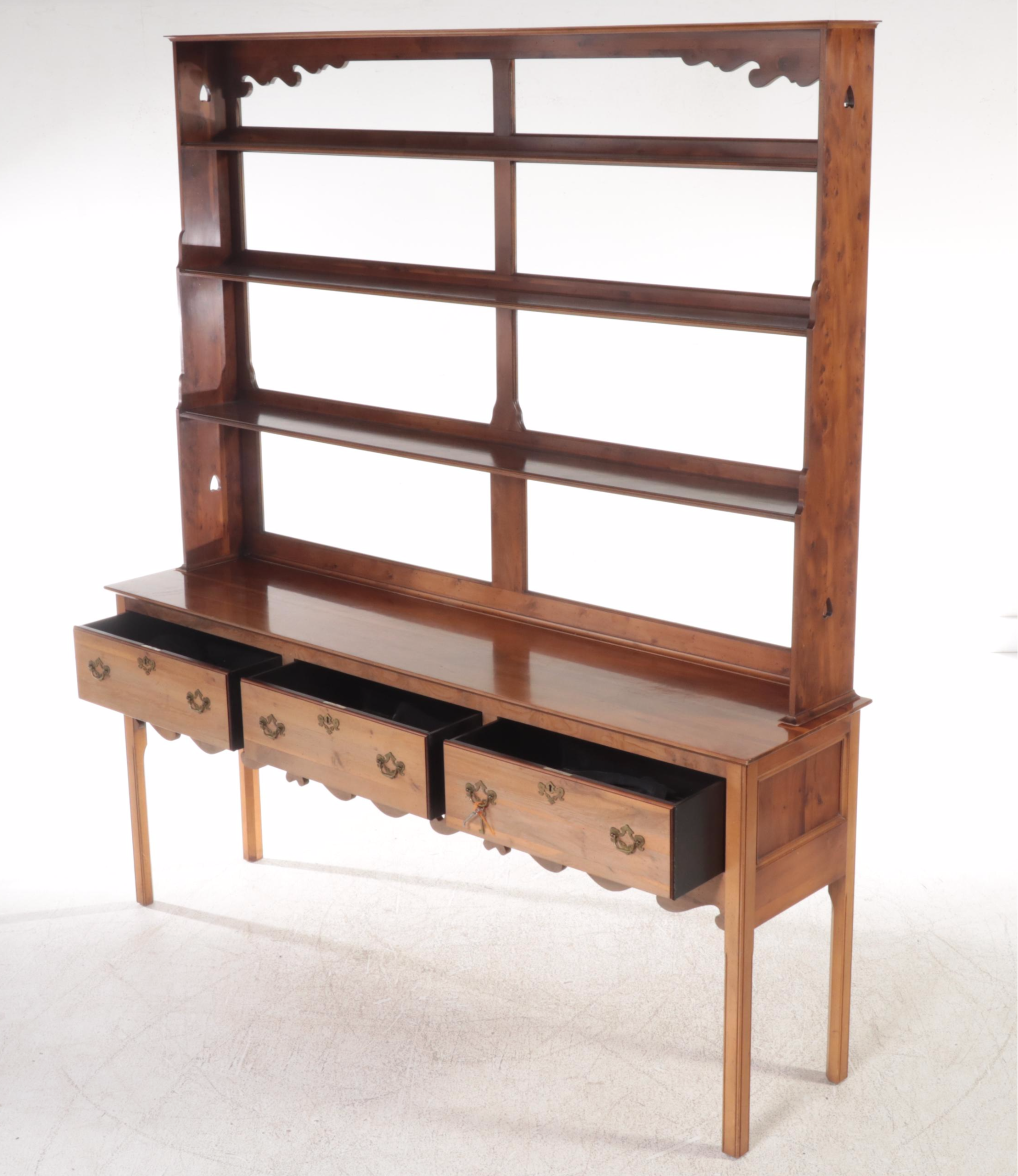 George III Style Yew Wood Kitchen Dresser, Late 20th Century