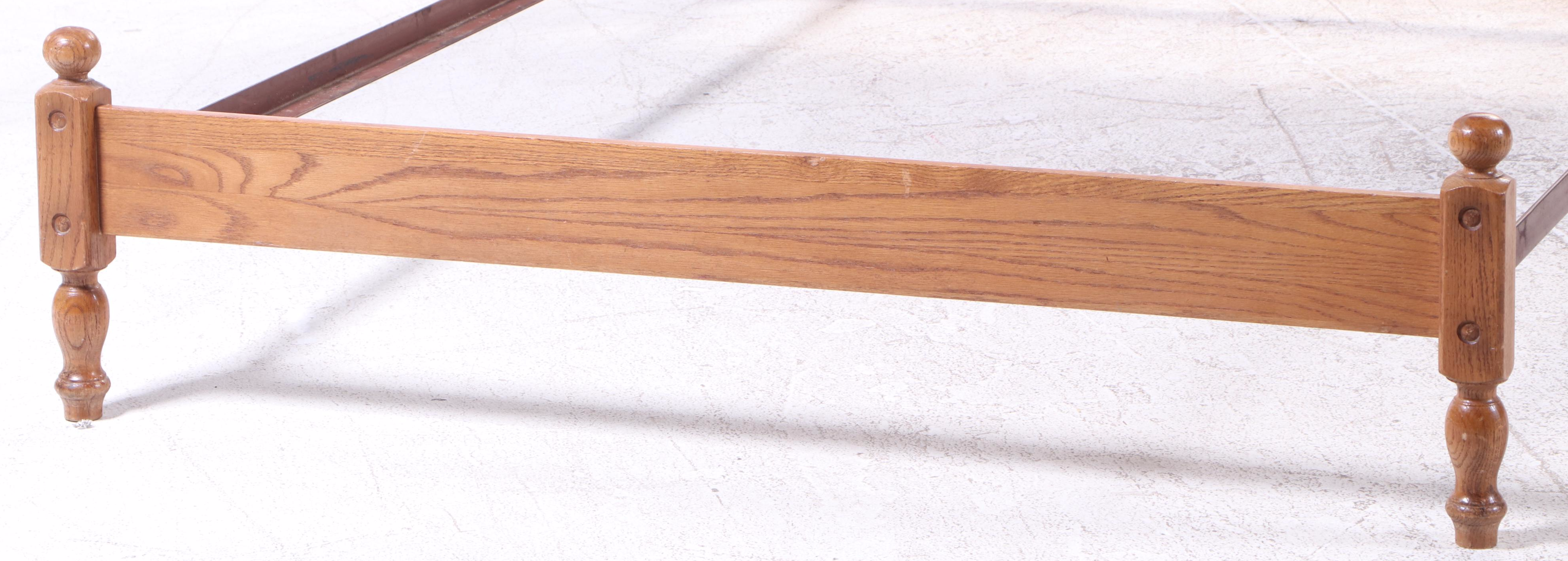 American Colonial Style Oak Full Bed Frame with Nighstand