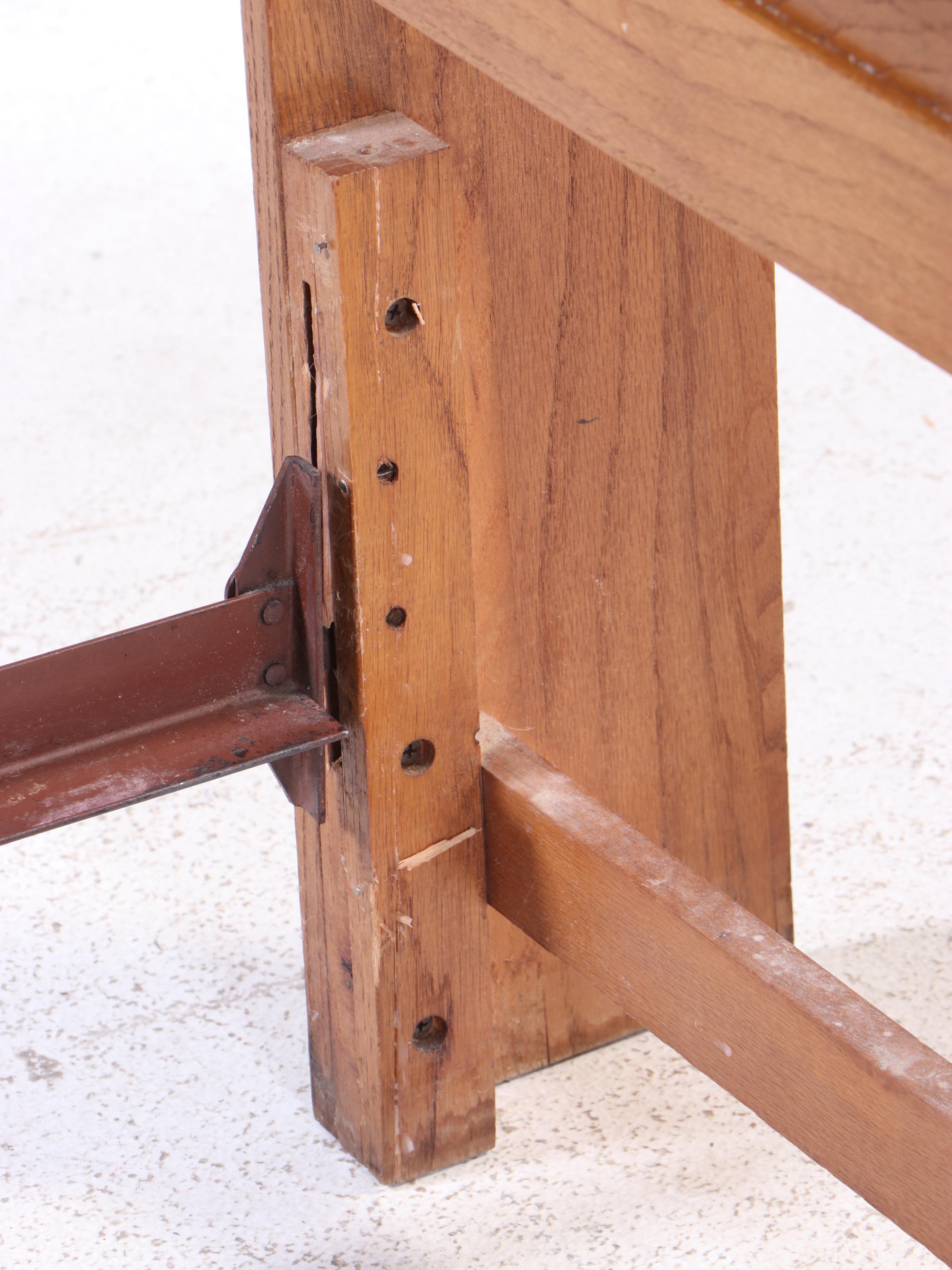 American Colonial Style Oak Full Bed Frame with Nighstand