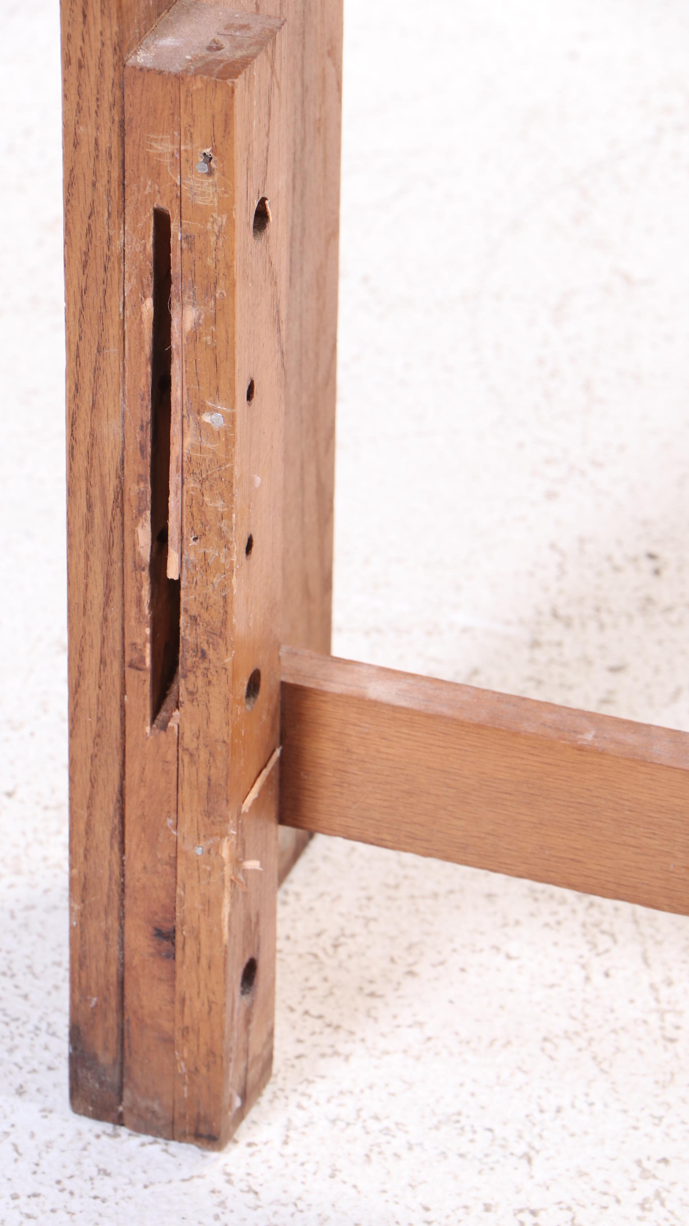 American Colonial Style Oak Full Bed Frame with Nighstand