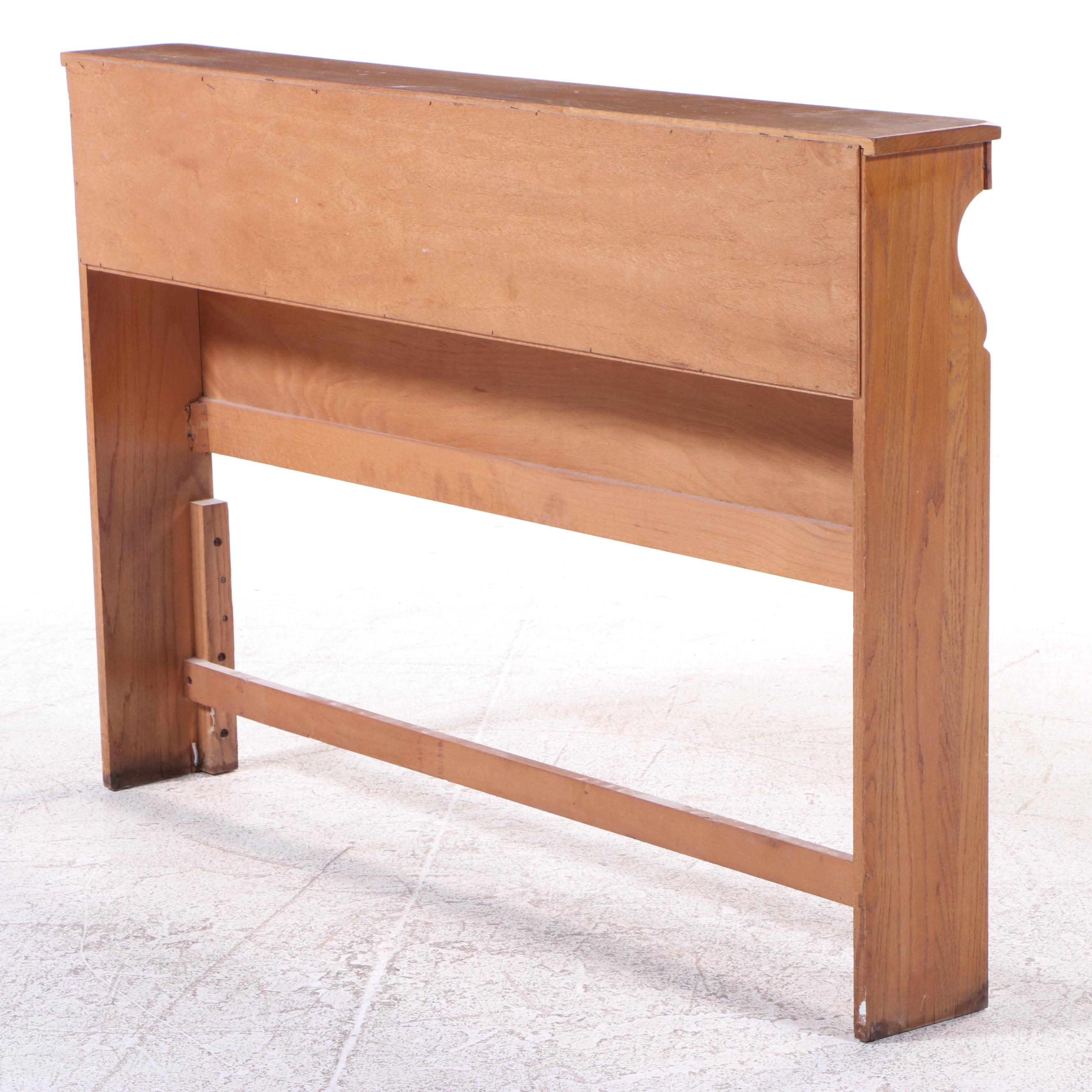 American Colonial Style Oak Full Bed Frame with Nighstand