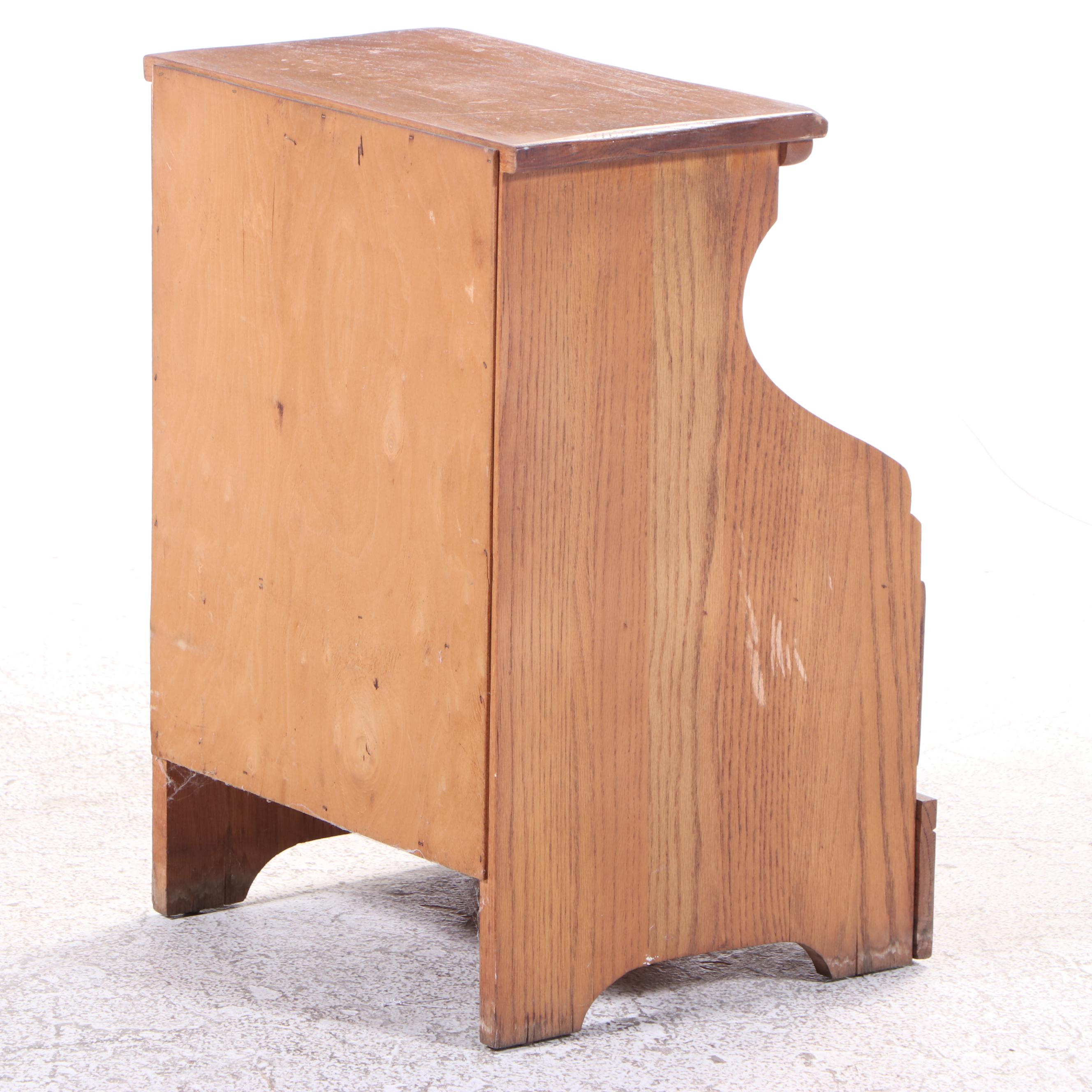 American Colonial Style Oak Full Bed Frame with Nighstand