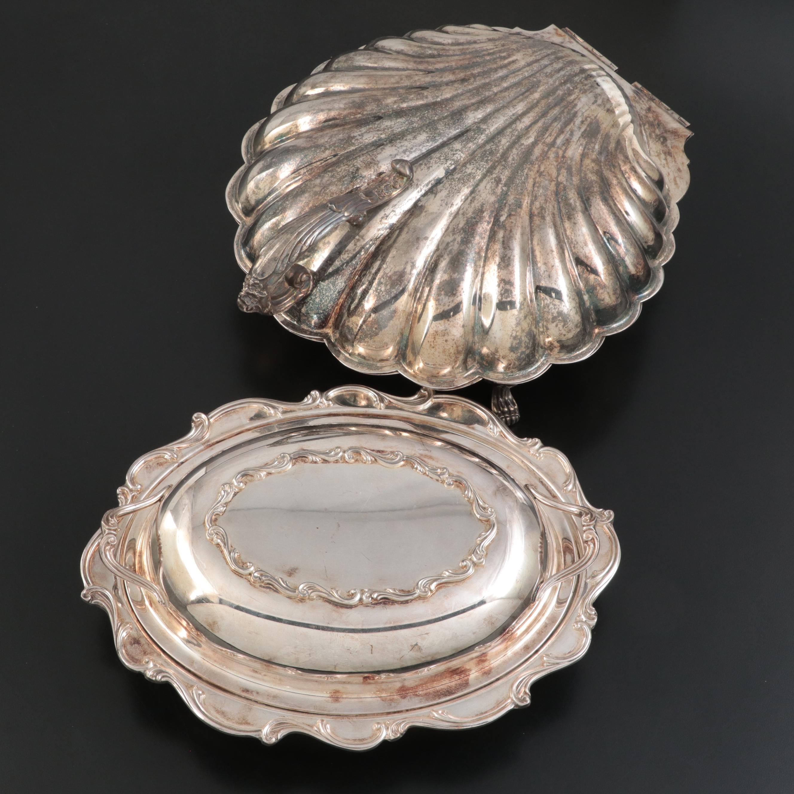 Sheffield Silver Co. Shell Covered Dish with Webster-Wilcox "Joanne" Dish