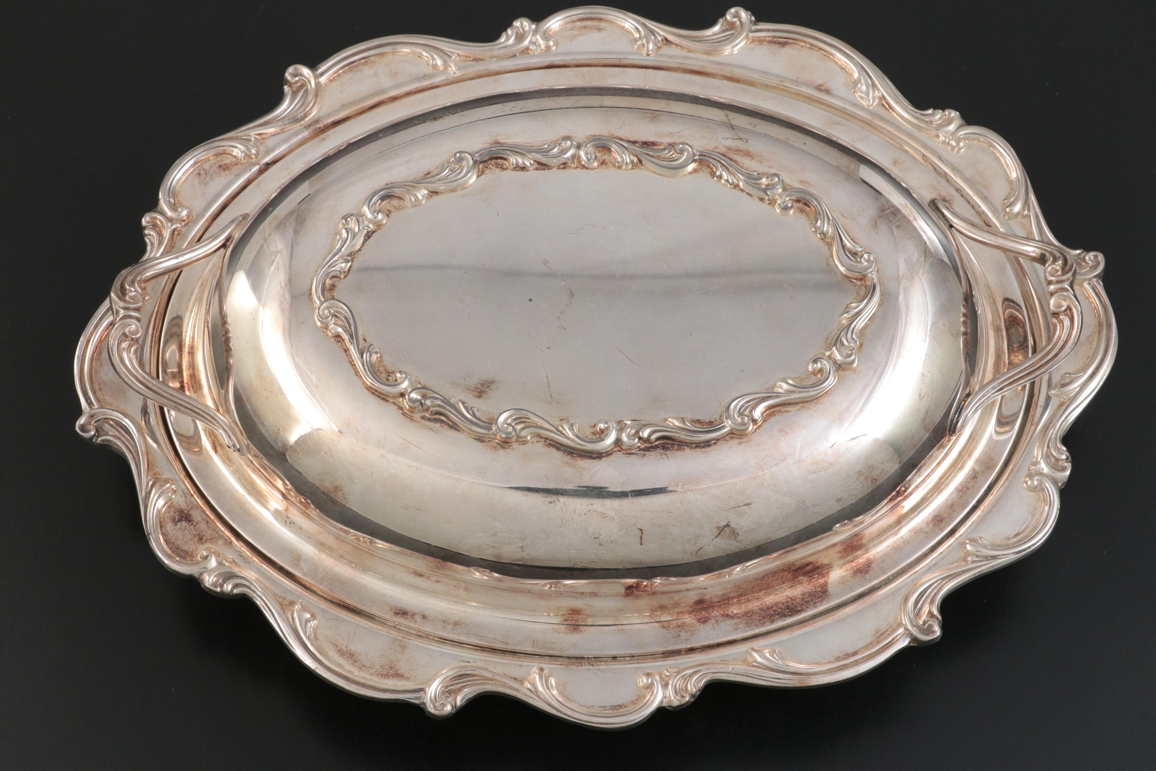 Sheffield Silver Co. Shell Covered Dish with Webster-Wilcox "Joanne" Dish