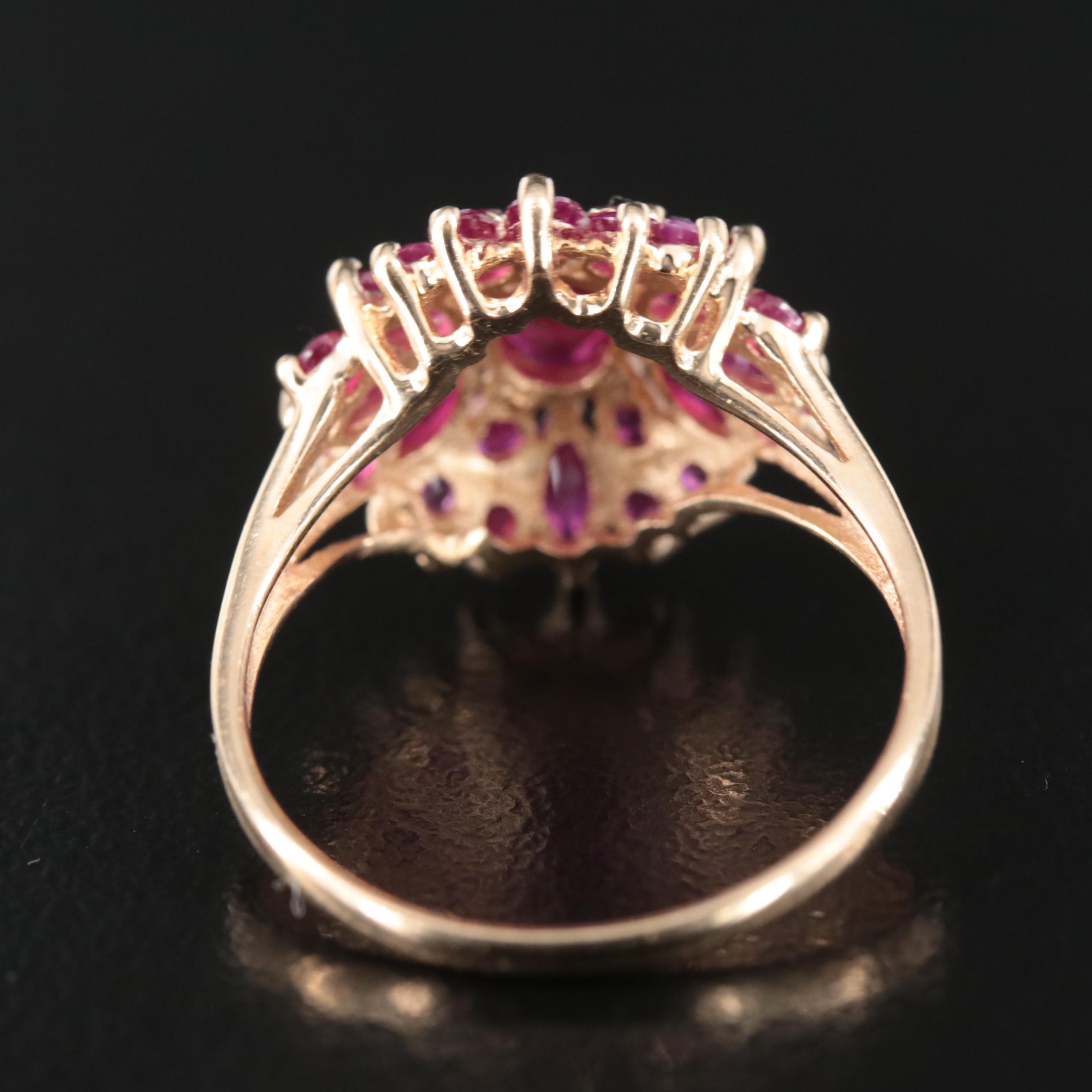10K Ruby Cluster Ring