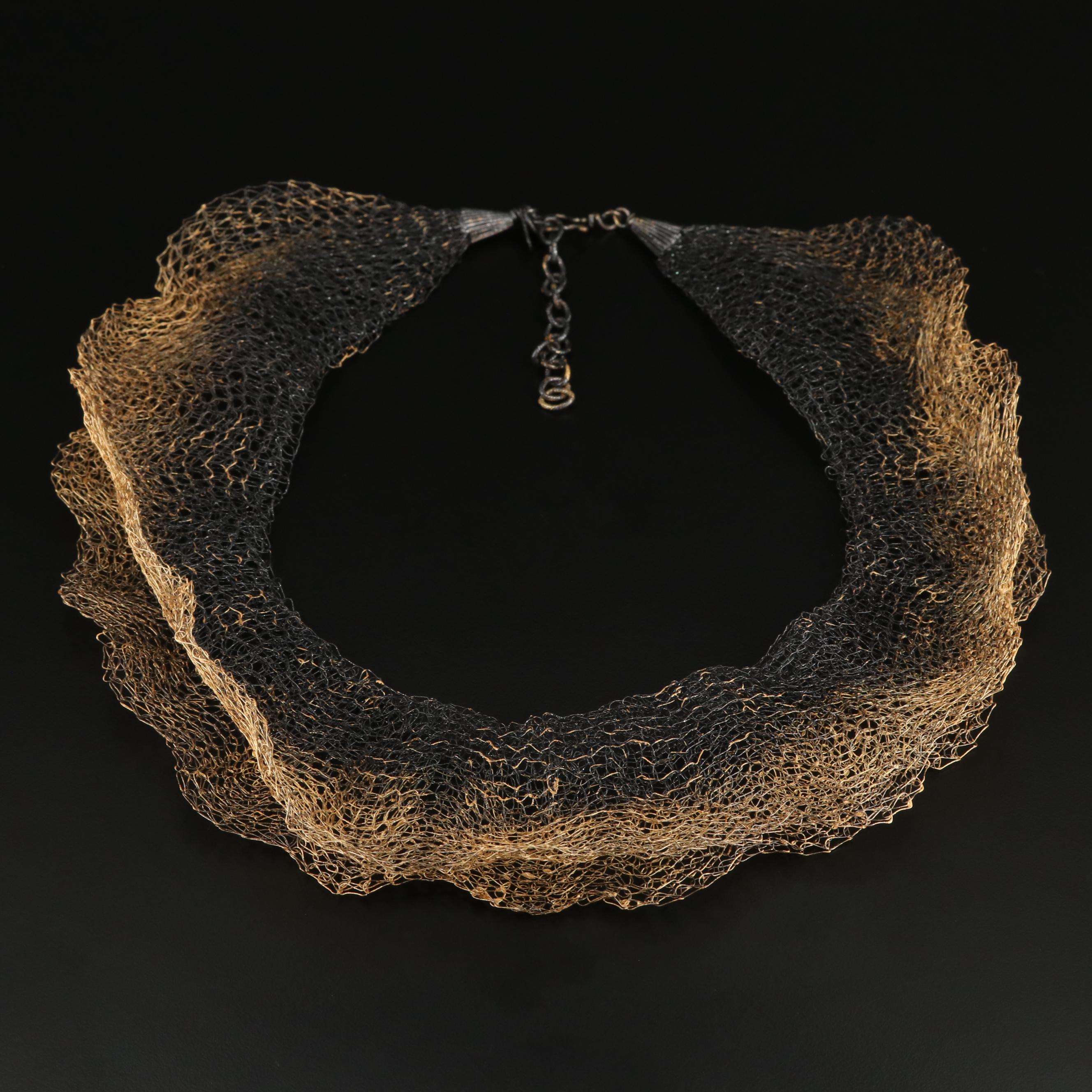Sarah Cavender Oxidized Copper Wire Knitted Collar Everything But The