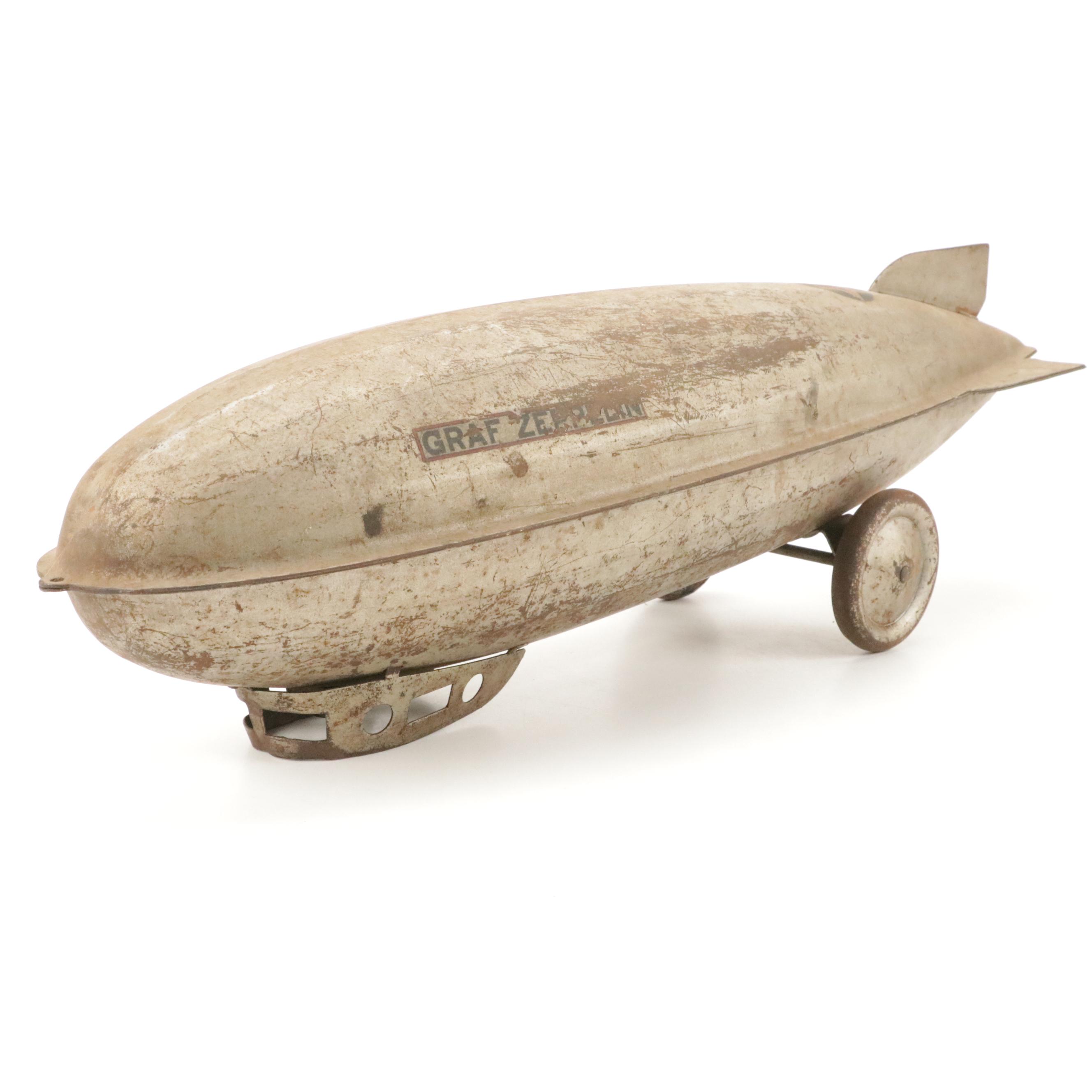 Steelcraft Pressed Steel Zeppelin Pull Toy, Early to Mid-20th Century
