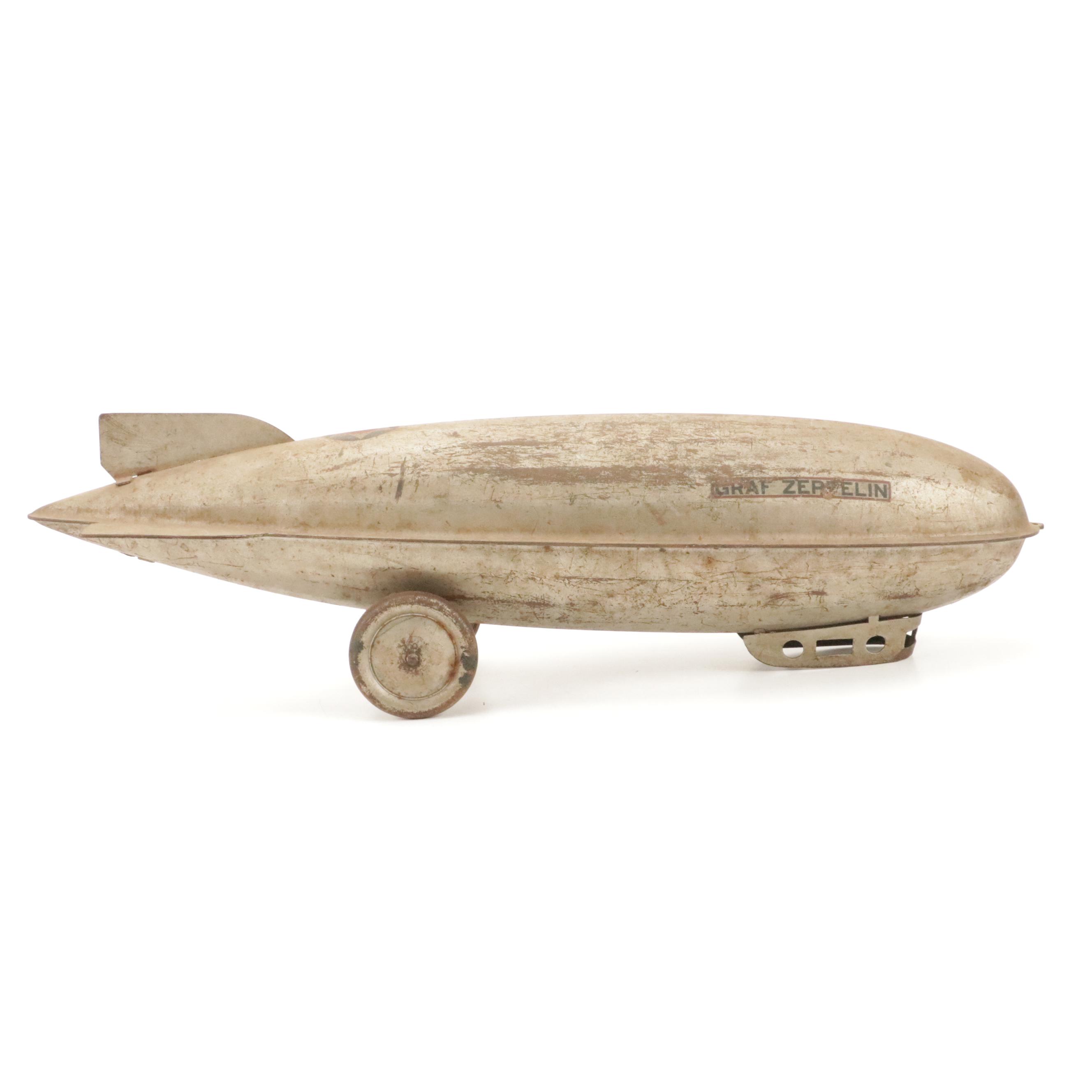 Steelcraft Pressed Steel Zeppelin Pull Toy, Early to Mid-20th Century