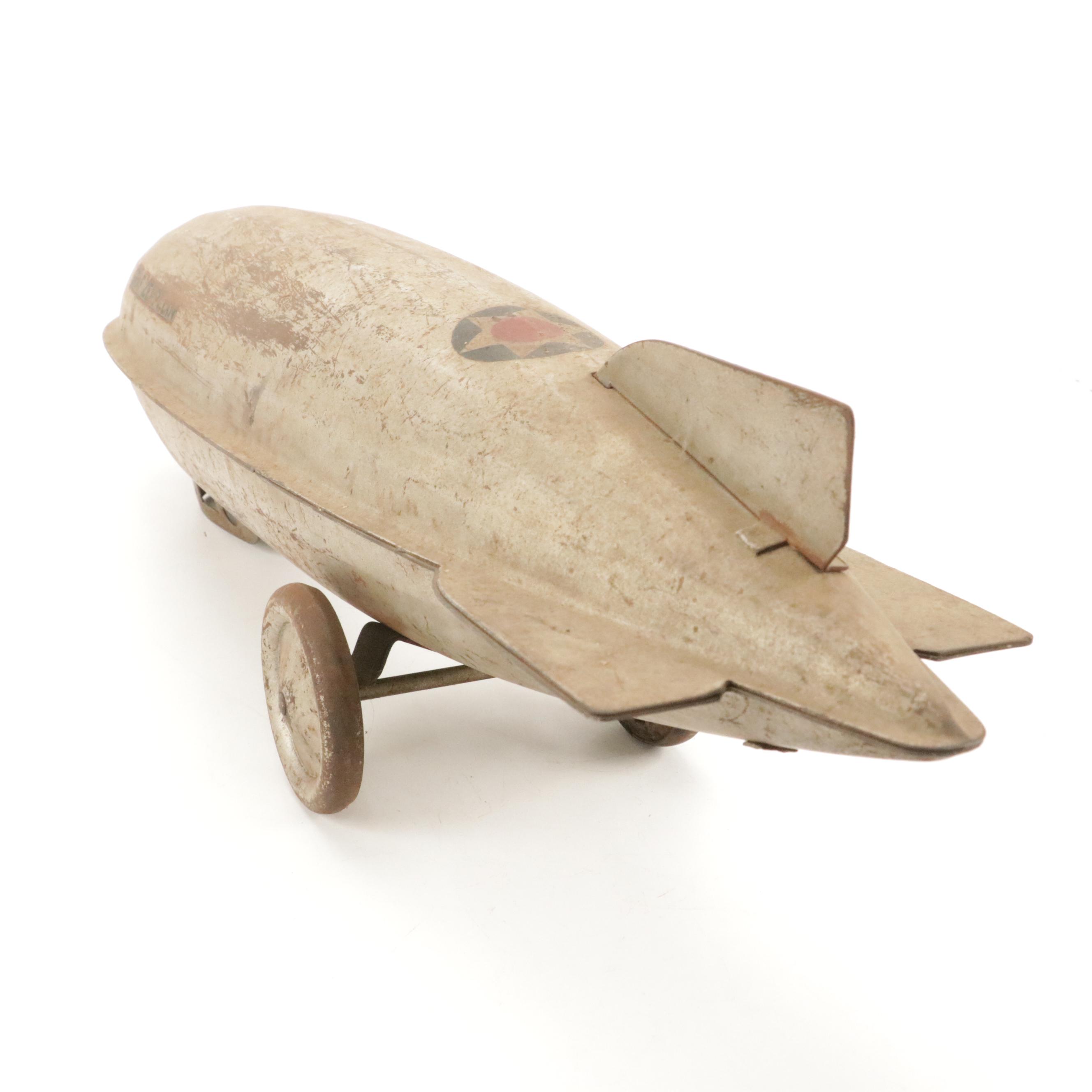 Steelcraft Pressed Steel Zeppelin Pull Toy, Early to Mid-20th Century