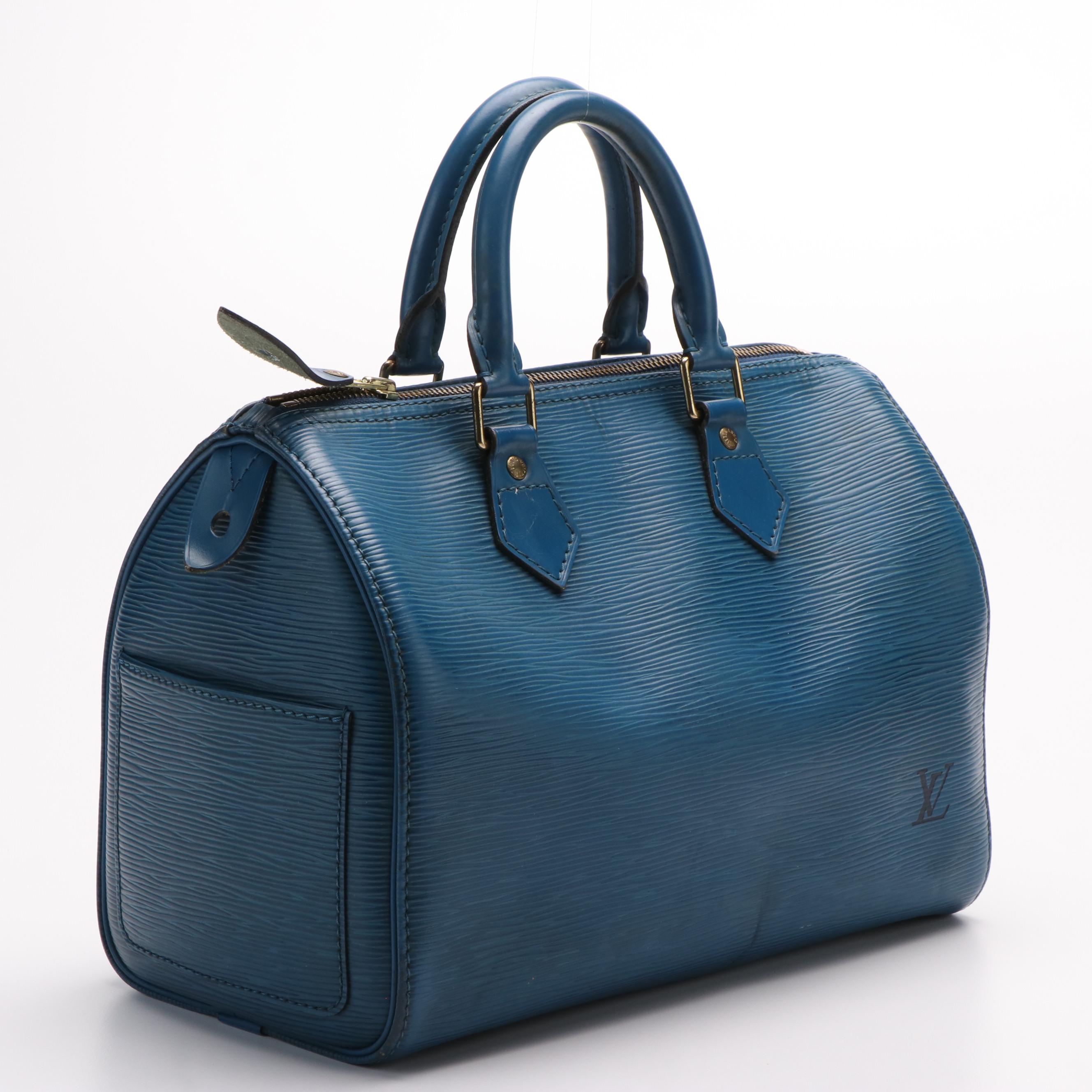 Louis Vuitton Speedy 25 Blue Epi Leather Handbag