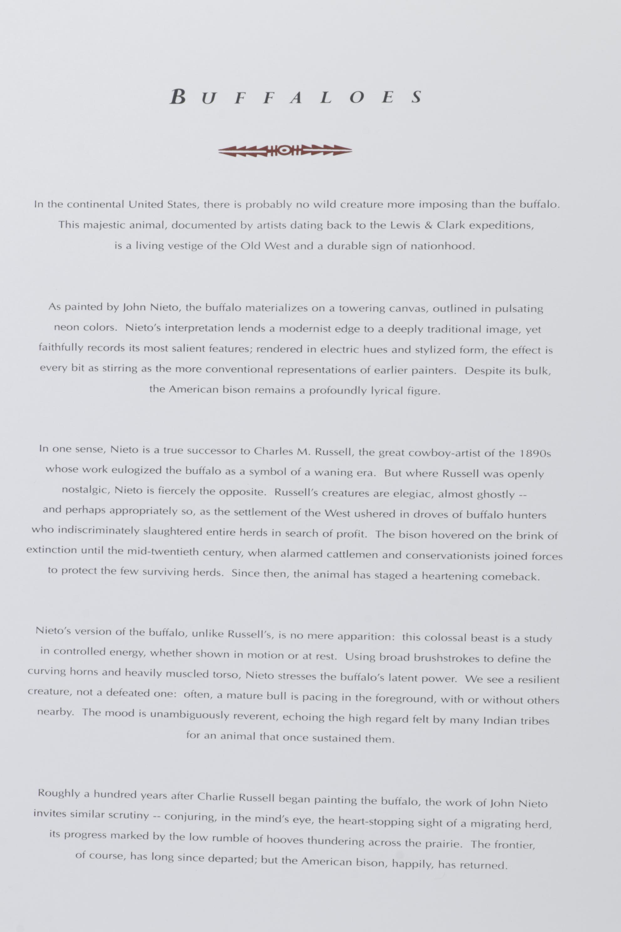 John Nieto Serigraph of Buffalo, 1996