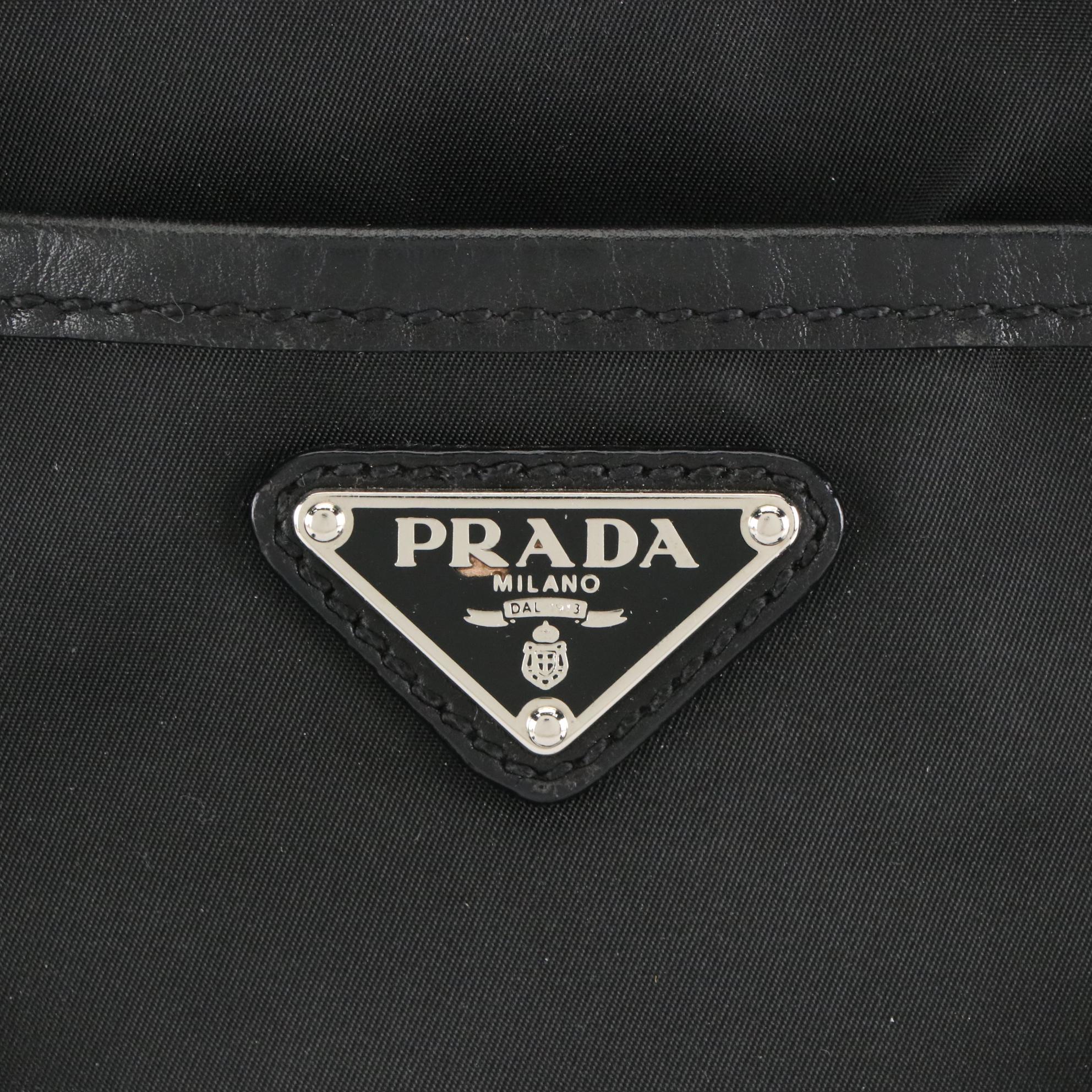 Prada Shoulder Bag in Black Tessuto Nylon and Leather Trim