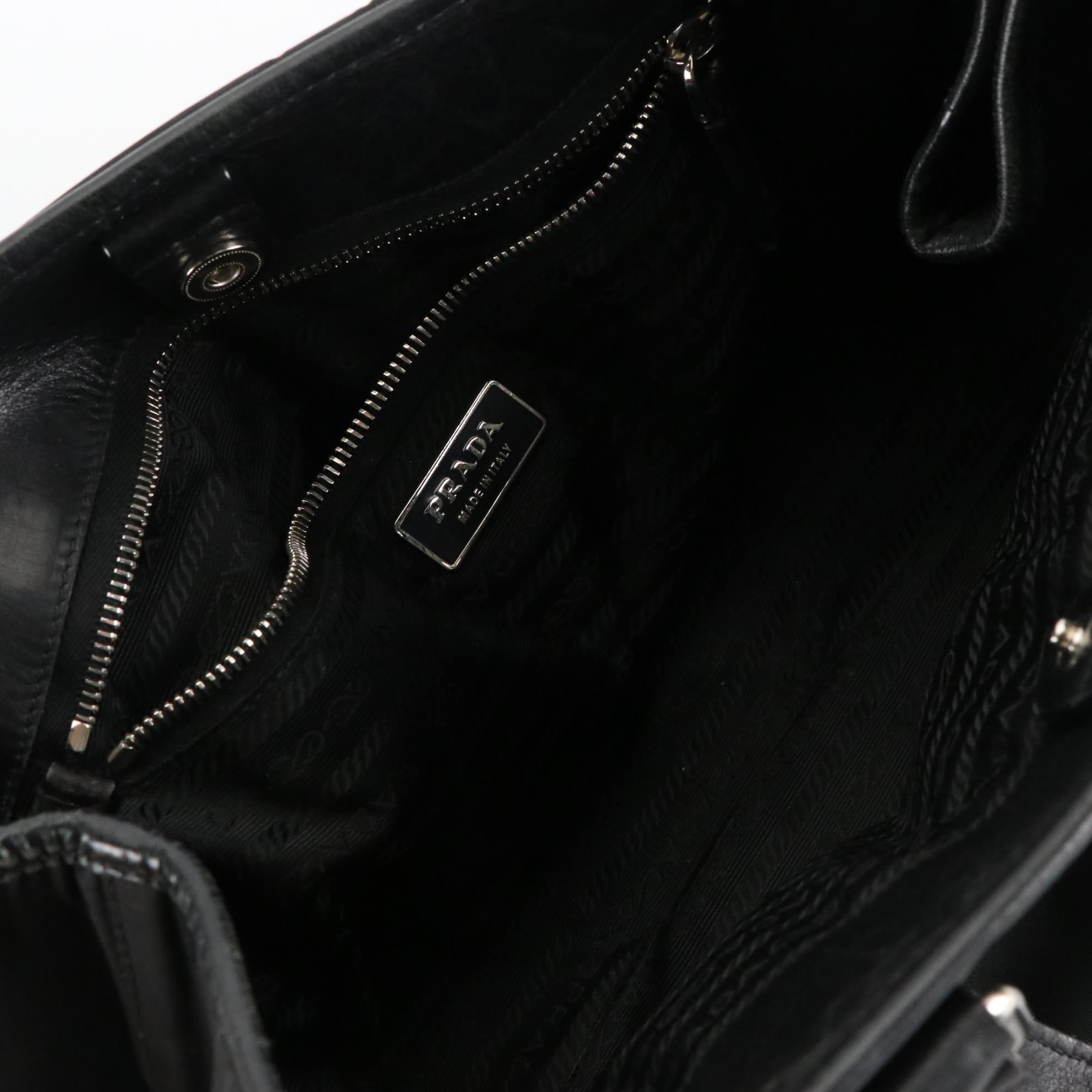 Prada Shoulder Bag in Black Tessuto Nylon and Leather Trim