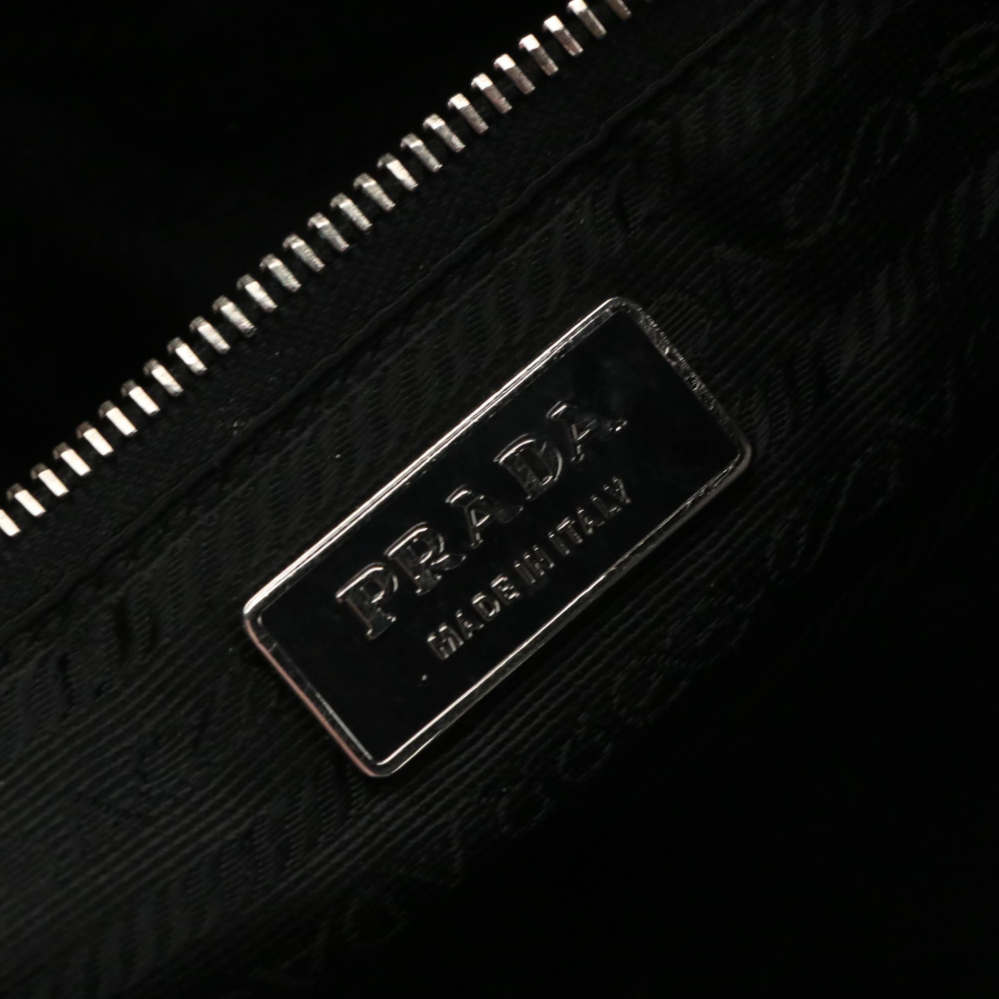 Prada Shoulder Bag in Black Tessuto Nylon and Leather Trim