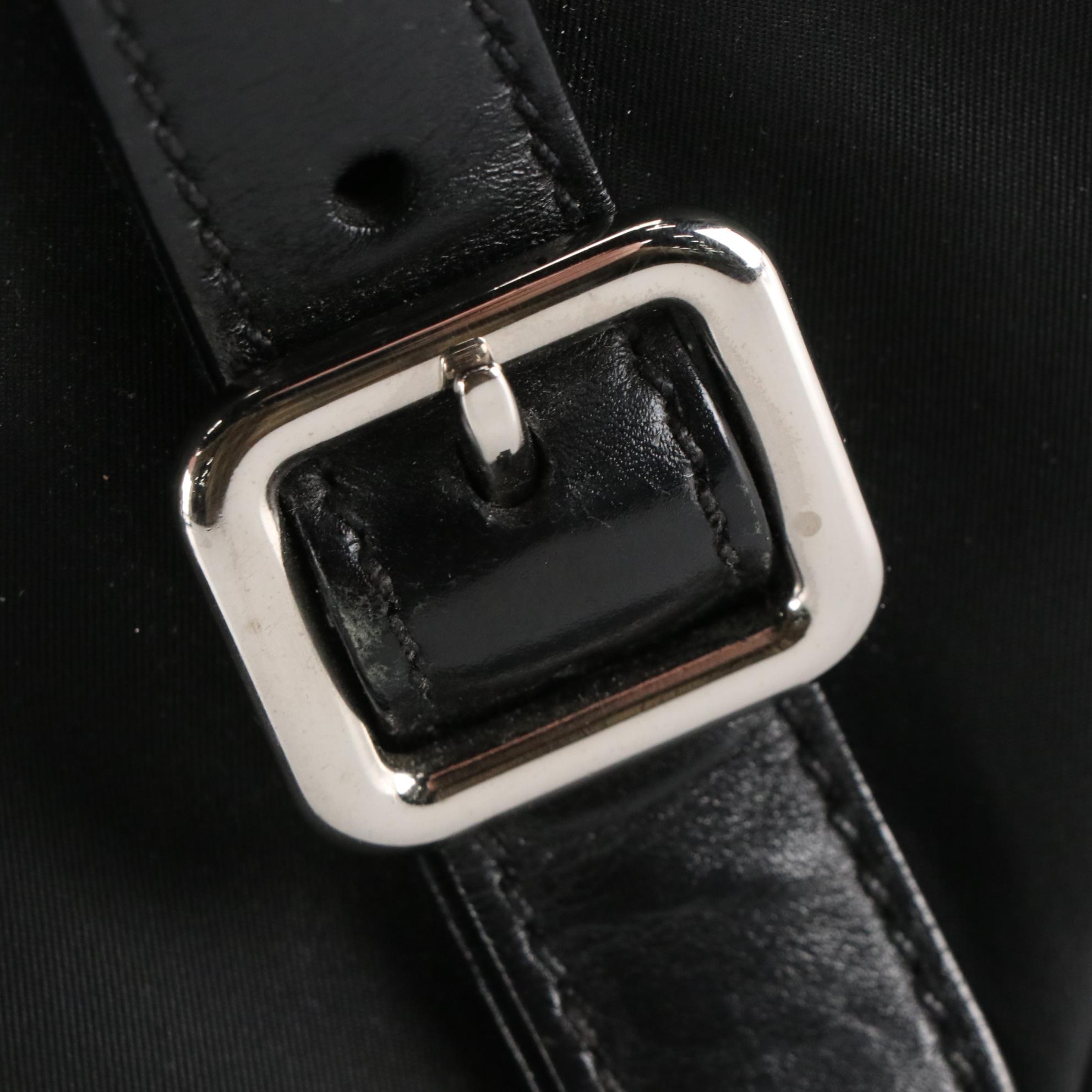 Prada Shoulder Bag in Black Tessuto Nylon and Leather Trim